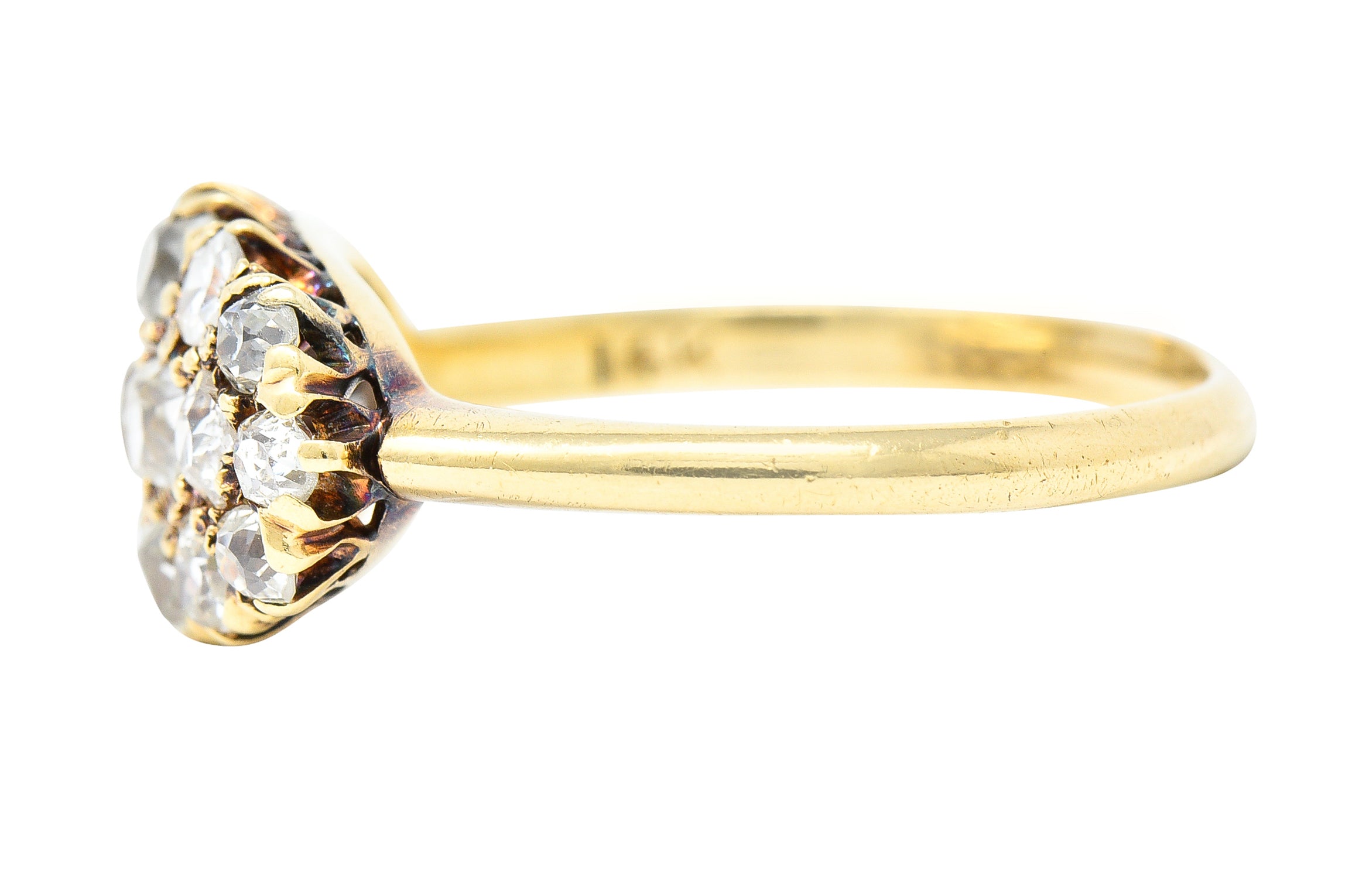 Victorian 1.20 CTW Old Mine Cut Diamond 14 Karat Yellow Gold Antique Band Ring Wilson's Estate Jewelry