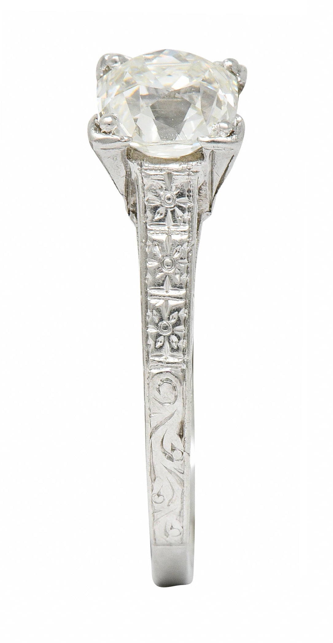 Art Deco 1.08 CTW Old Mine Diamond Platinum Engagement Ring GIARing - Wilson's Estate Jewelry