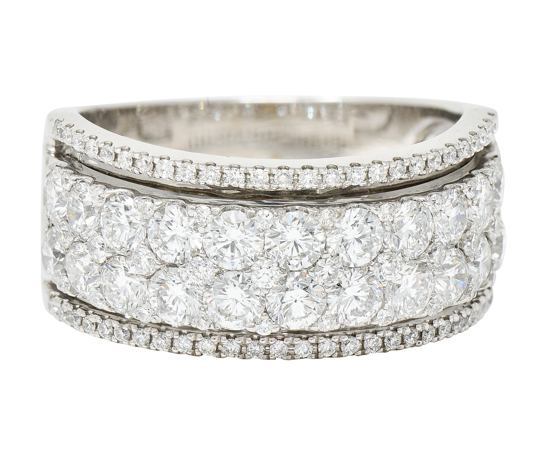 Contemporary 2.50 CTW Diamond 18 Karat White Gold Unisex Band RingRing - Wilson's Estate Jewelry