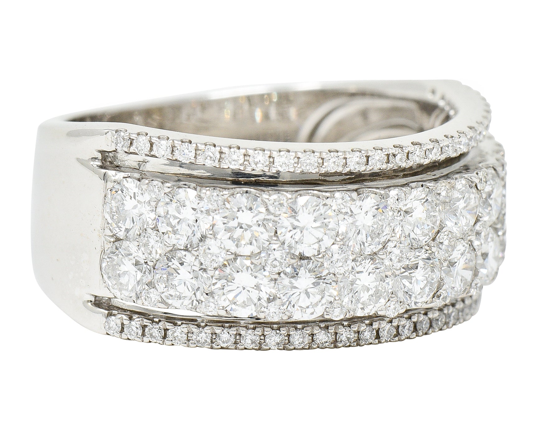 Contemporary 2.50 CTW Diamond 18 Karat White Gold Unisex Band RingRing - Wilson's Estate Jewelry