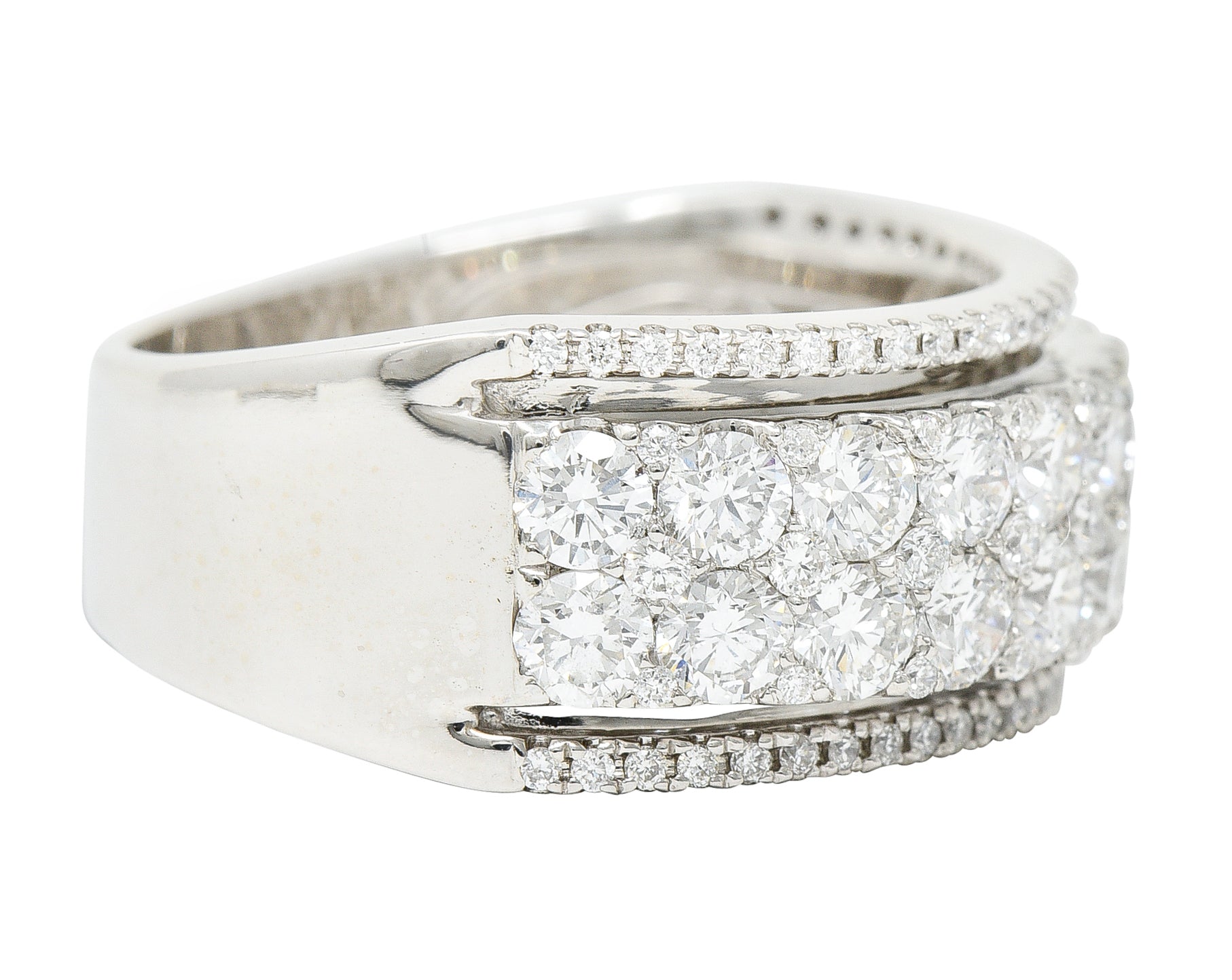 Contemporary 2.50 CTW Diamond 18 Karat White Gold Unisex Band RingRing - Wilson's Estate Jewelry