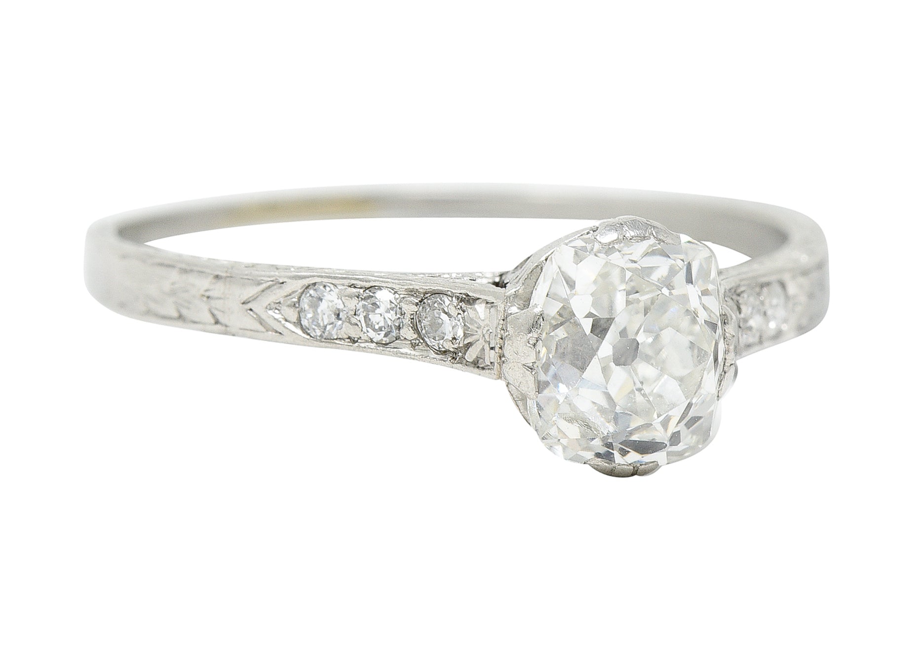 Late Edwardian 0.85 CTW Old Mine Diamond Platinum Engagement RingRing - Wilson's Estate Jewelry