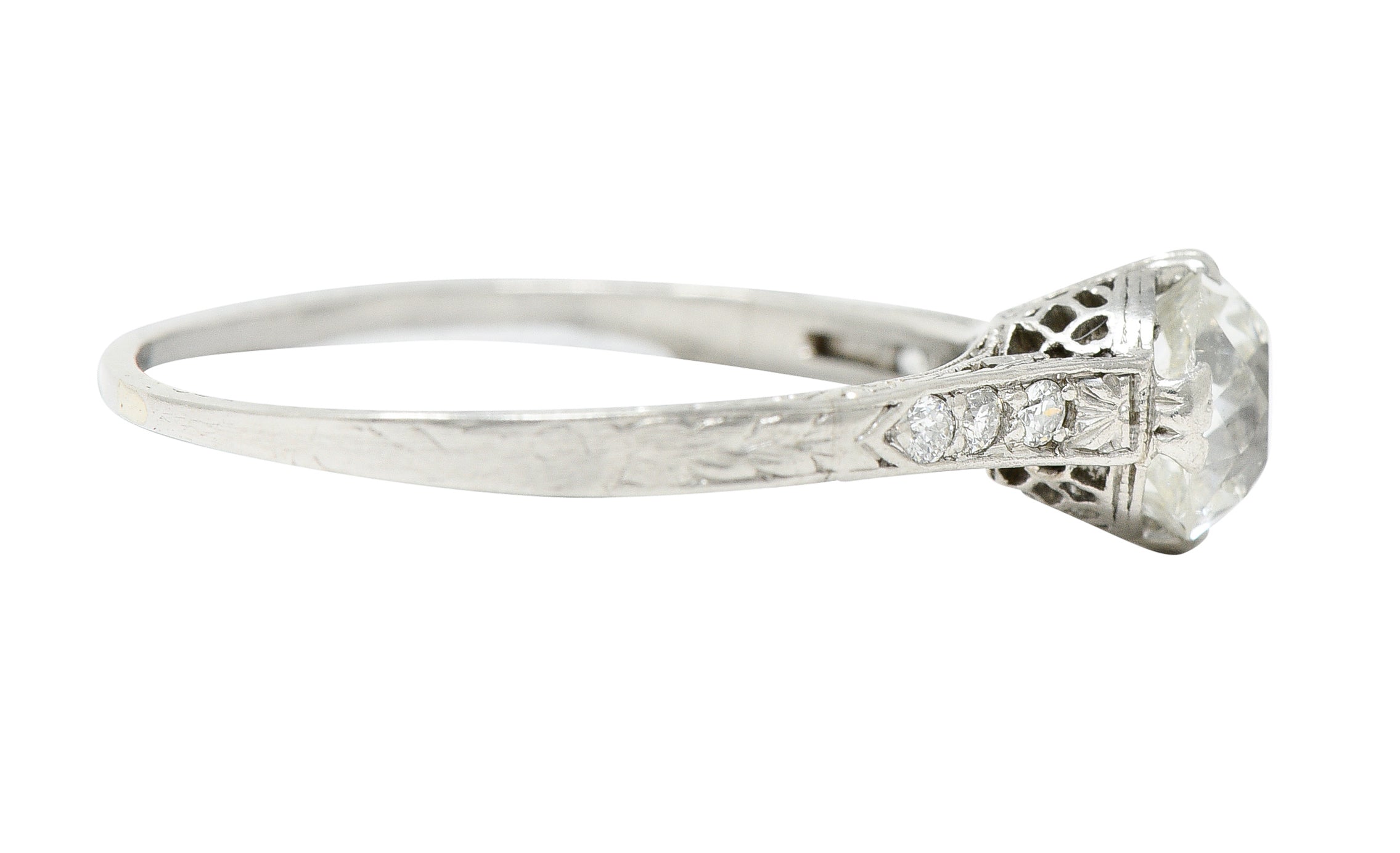 Late Edwardian 0.85 CTW Old Mine Diamond Platinum Engagement RingRing - Wilson's Estate Jewelry