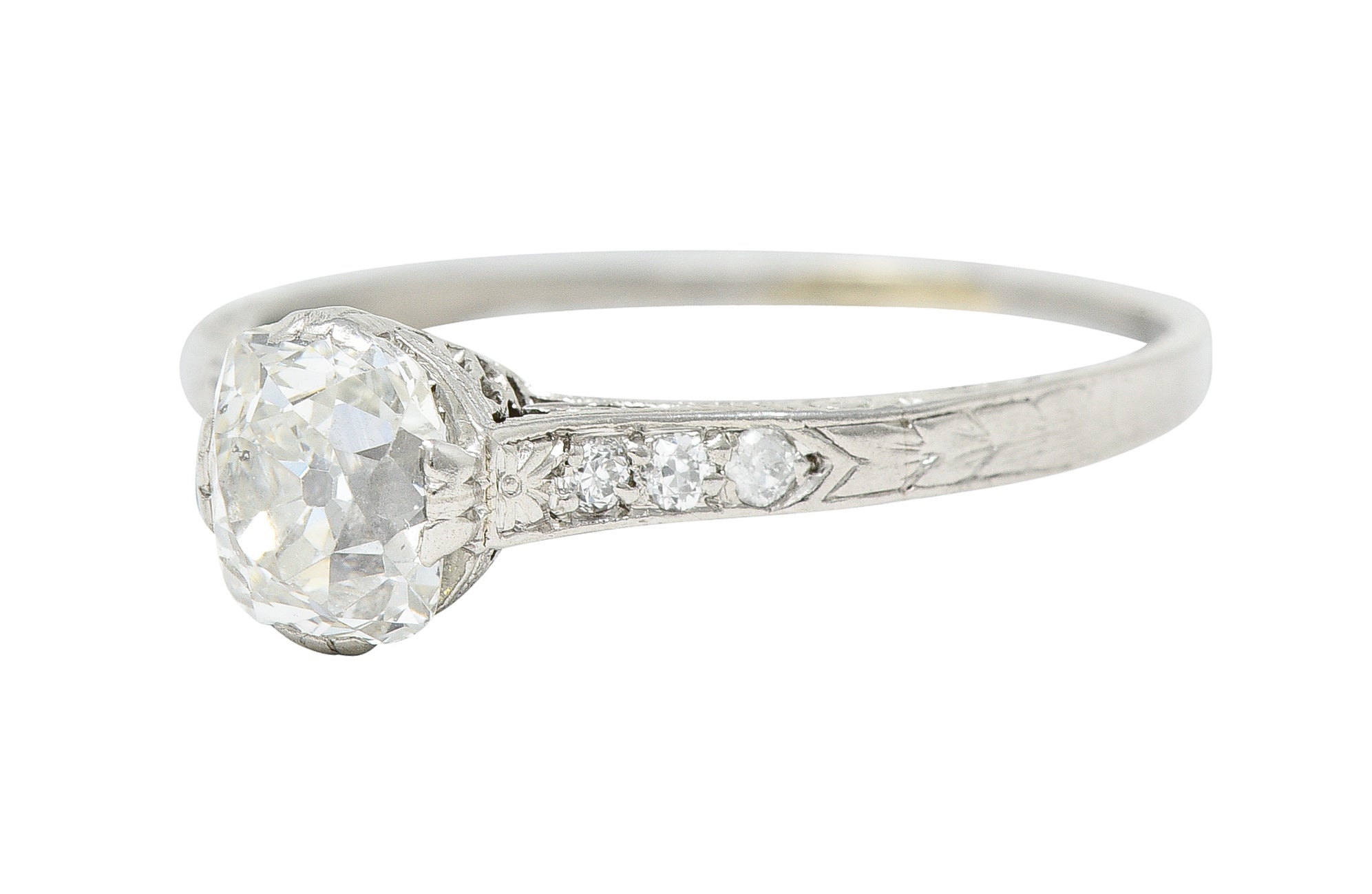 Late Edwardian 0.85 CTW Old Mine Diamond Platinum Engagement RingRing - Wilson's Estate Jewelry