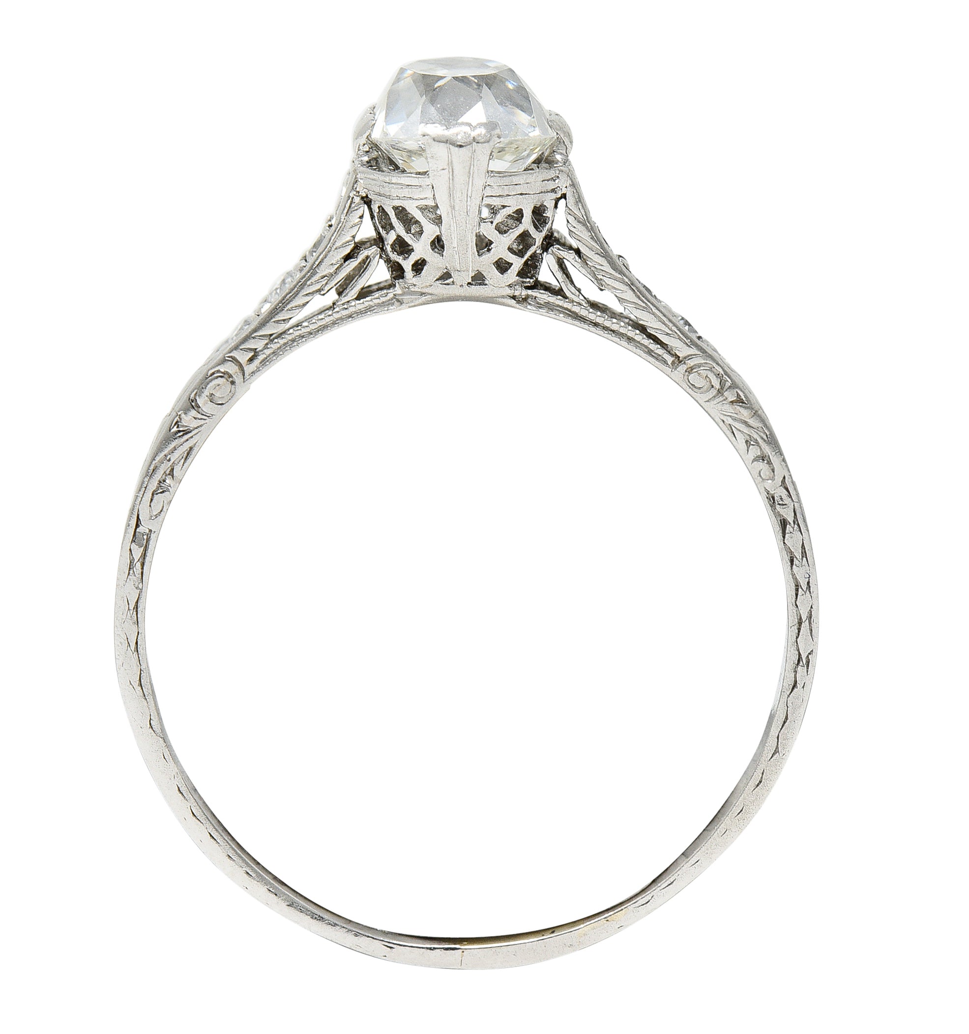 Late Edwardian 0.85 CTW Old Mine Diamond Platinum Engagement RingRing - Wilson's Estate Jewelry