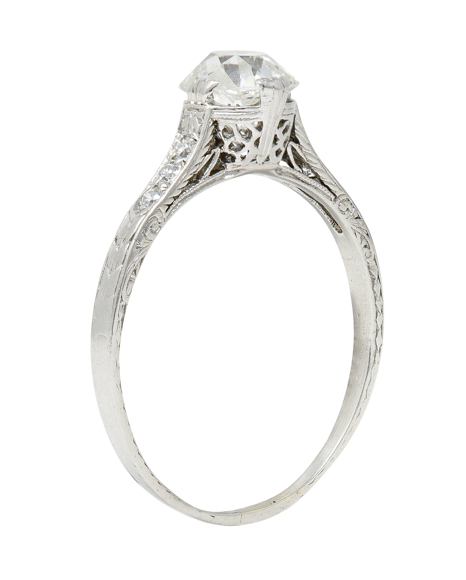 Late Edwardian 0.85 CTW Old Mine Diamond Platinum Engagement RingRing - Wilson's Estate Jewelry