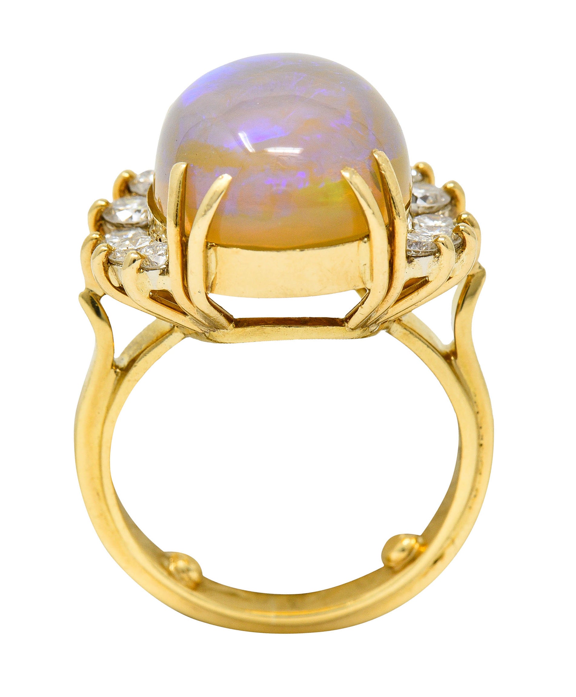 1970's Vintage Jelly Opal Diamond 18 Karat Gold Gemstone RingRing - Wilson's Estate Jewelry