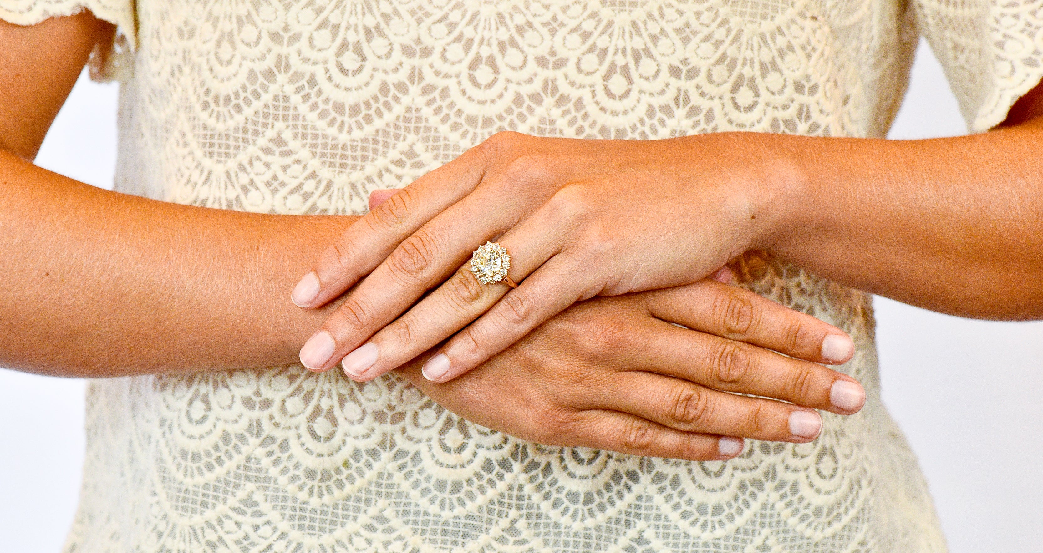 Victorian 4.94 CTW Old European Cut Diamond 14 Karat Rose Gold Cluster Engagement Ring GIA - Wilson's Estate Jewelry