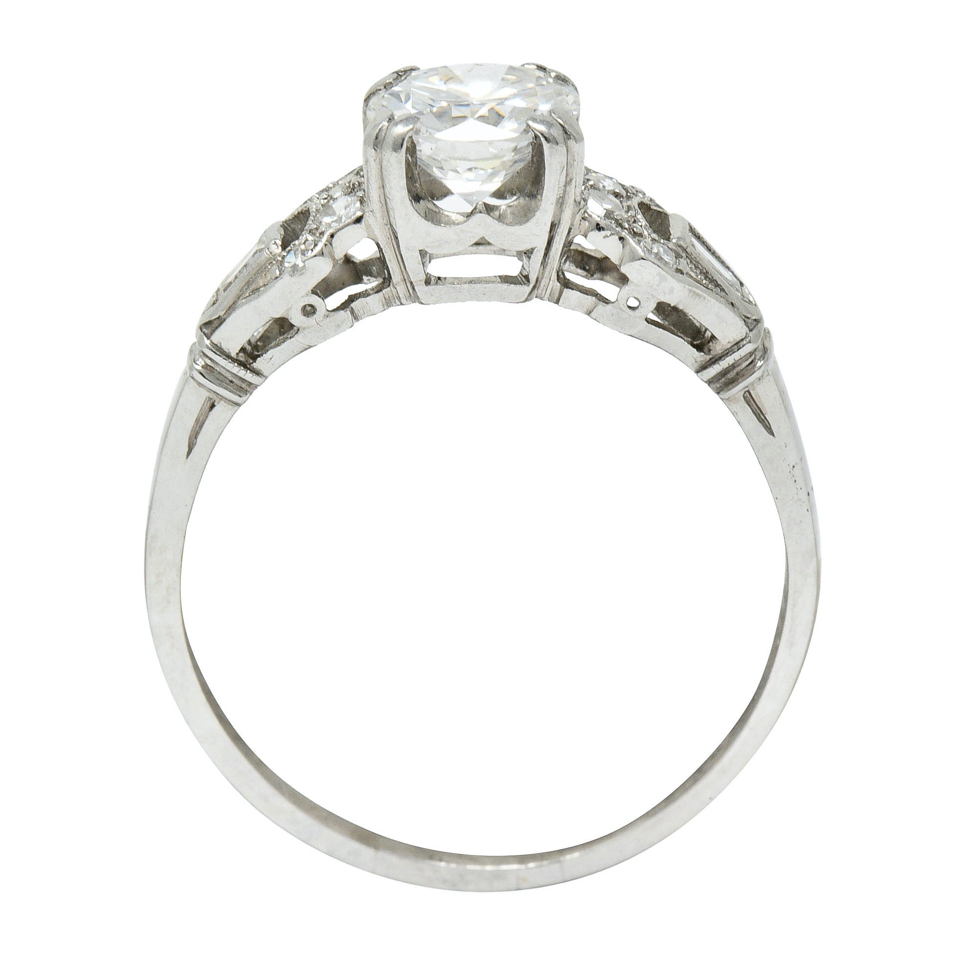 1950's Mid-Century 0.89 CTW Diamond Platinum Buckle Engagement RingRing - Wilson's Estate Jewelry