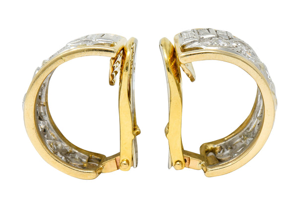 Wander France 2.00 CTW Diamond Platinum 18 Karat Gold J Hoop EarringsEarrings - Wilson's Estate Jewelry