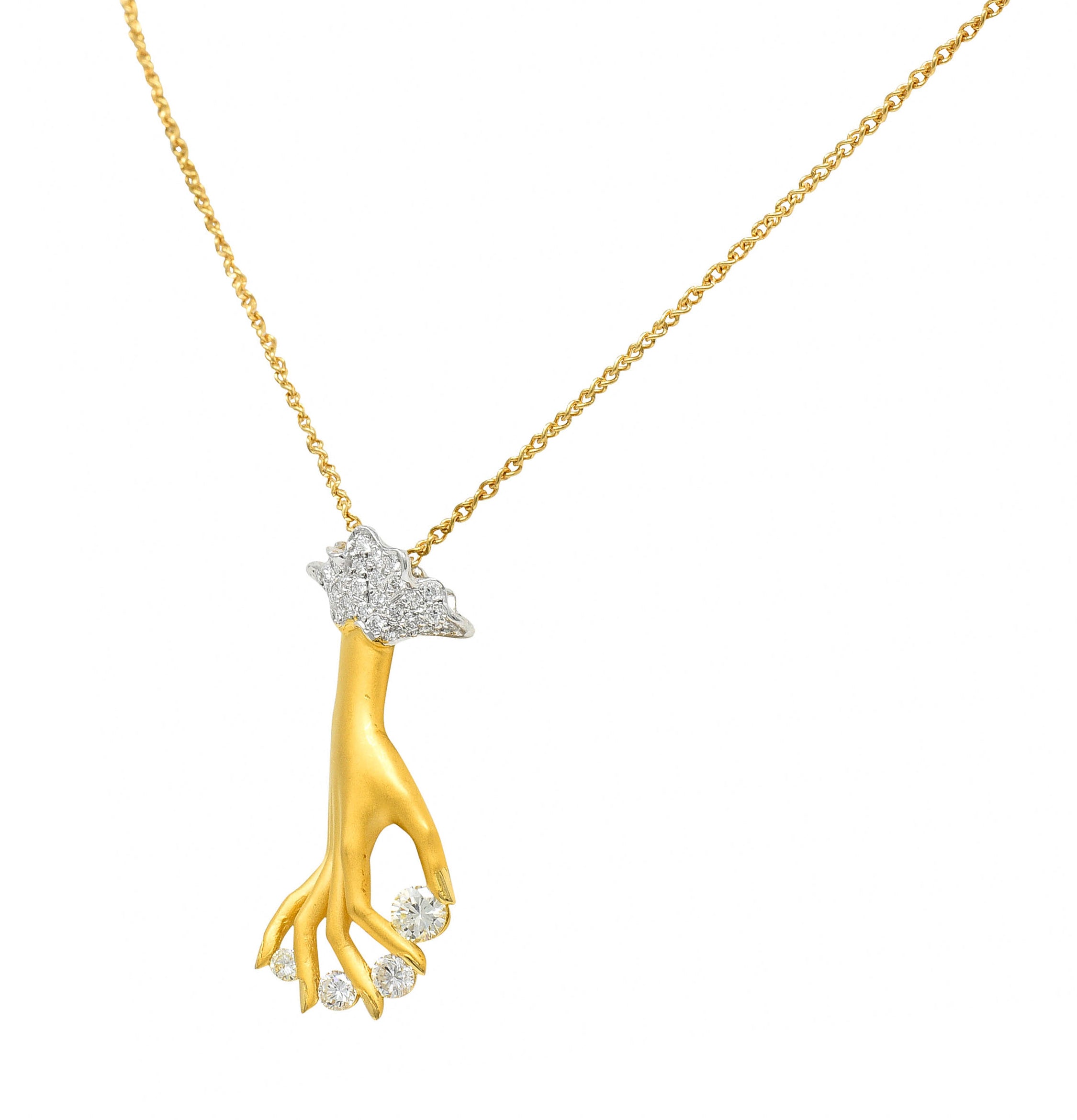 Carrera Y Carrera 1.05 CTW Diamond 18 Karat Two-Tone Gold Las Manos Hand Pendant NecklaceNecklace - Wilson's Estate Jewelry