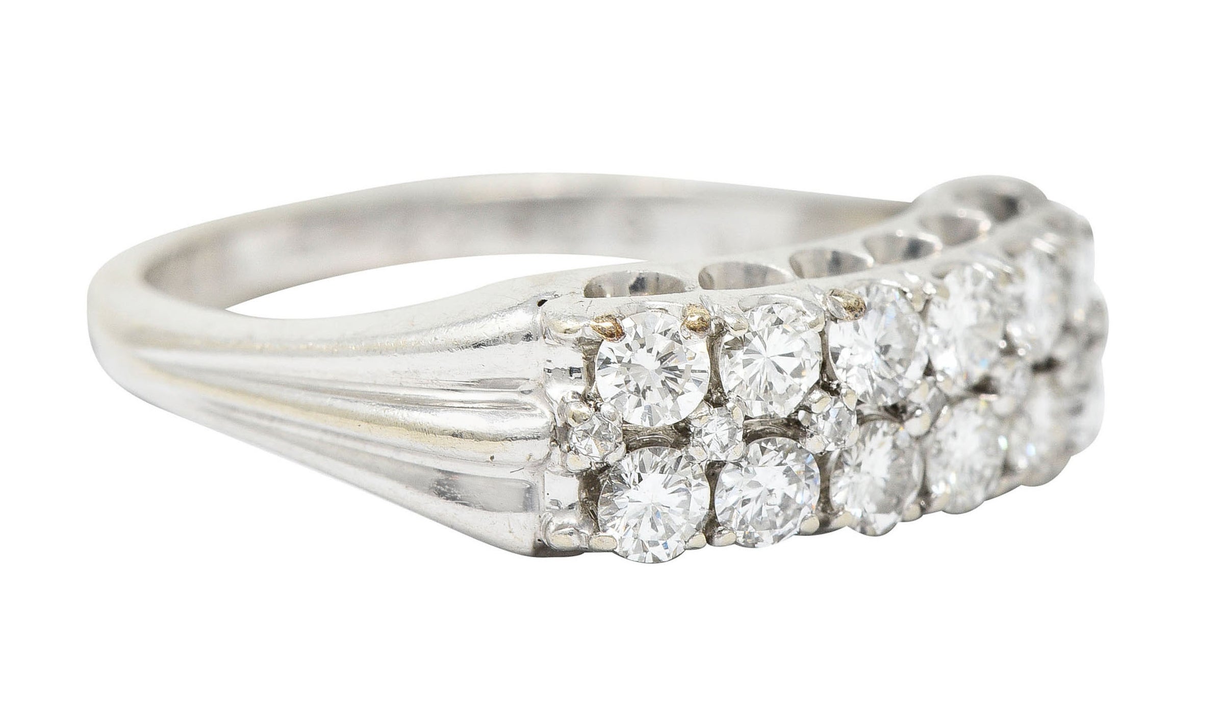 1929 Art Deco 1.00 CTW Diamond 14 Karat White Gold Double Row Band RingRing - Wilson's Estate Jewelry