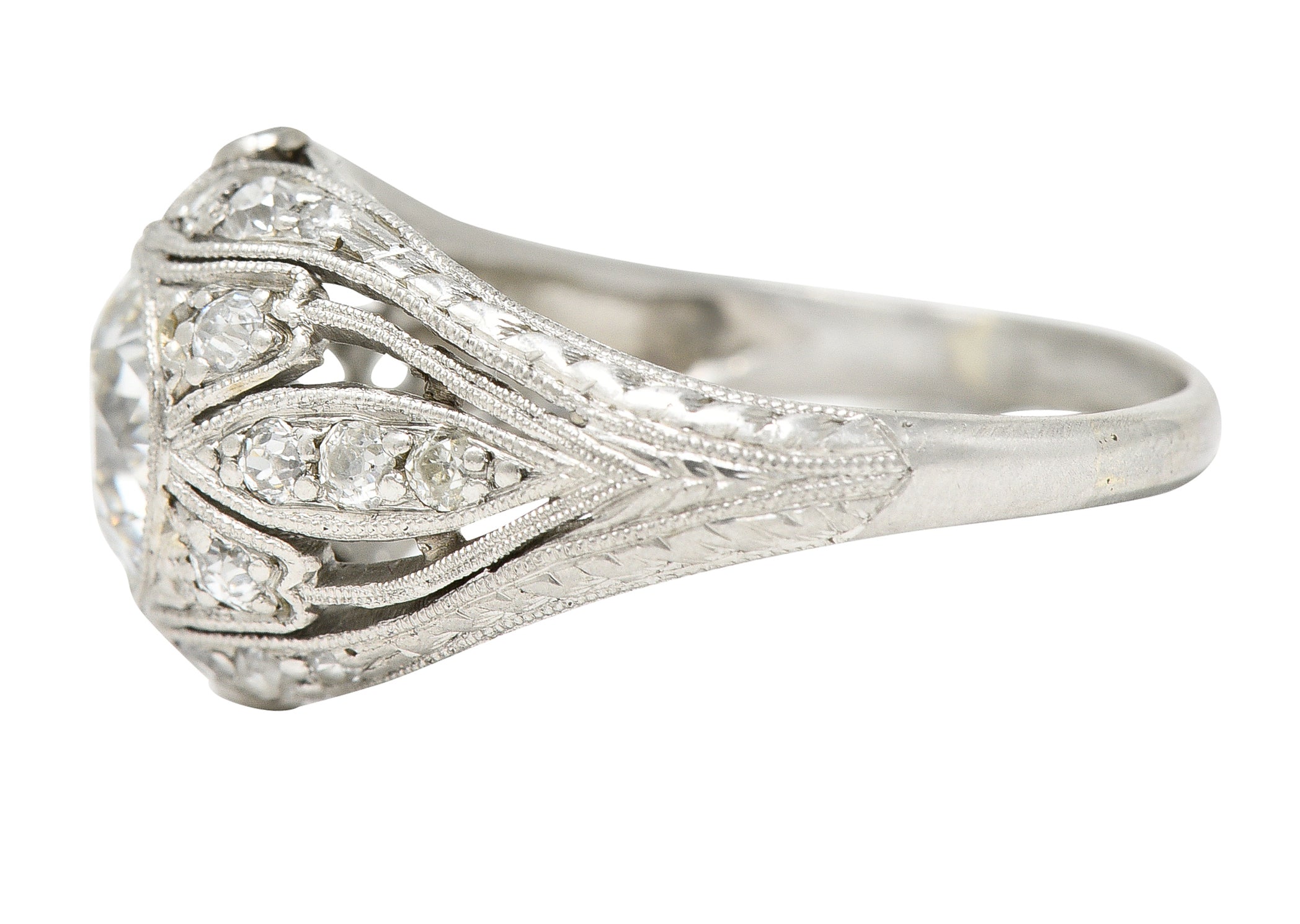 Art Deco 1.56 CTW Old European Cut Diamond Platinum Engagement Ring GIA Wilson's Estate Jewelry