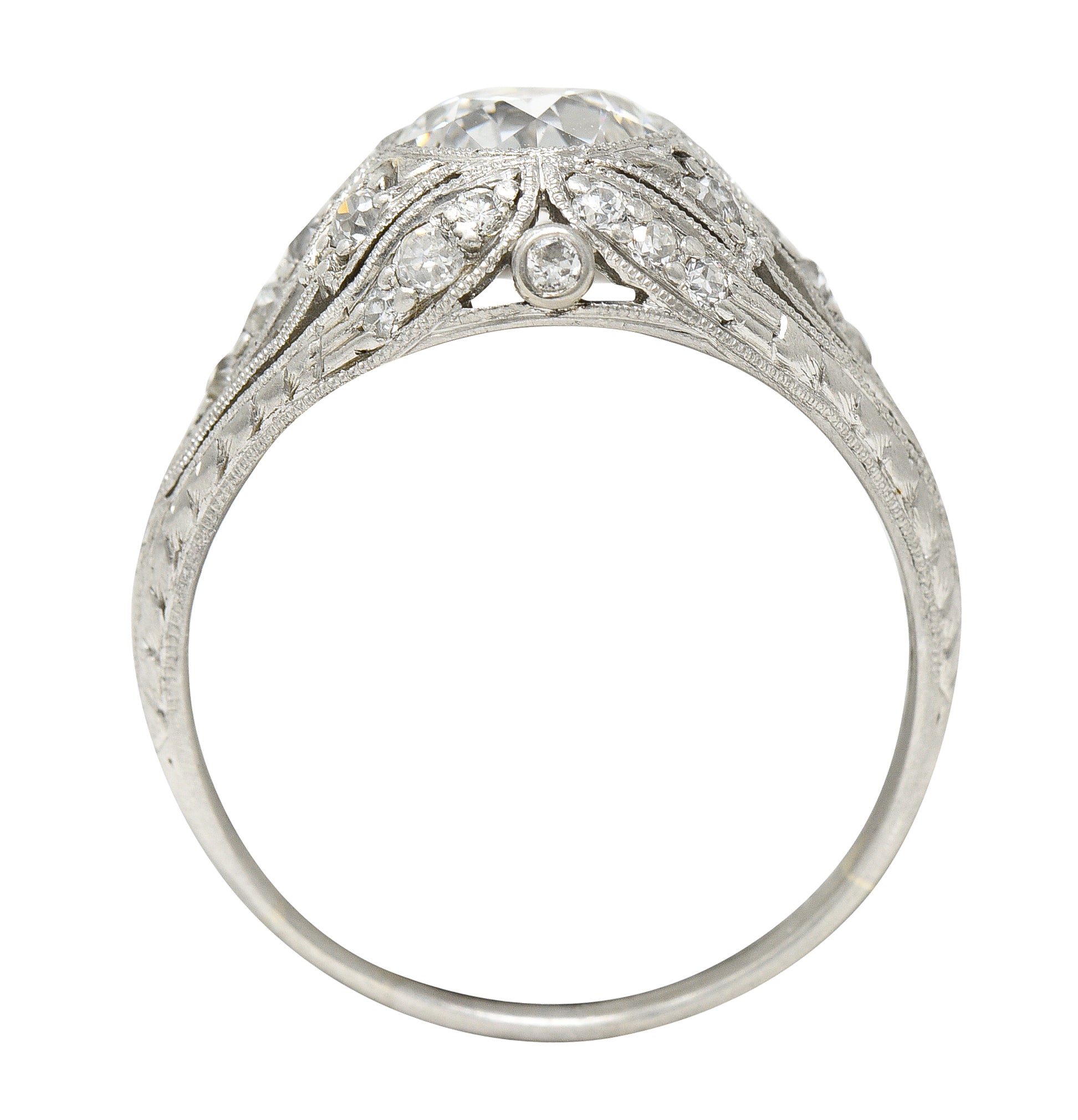 Art Deco 1.56 CTW Old European Cut Diamond Platinum Engagement Ring GIA Wilson's Estate Jewelry