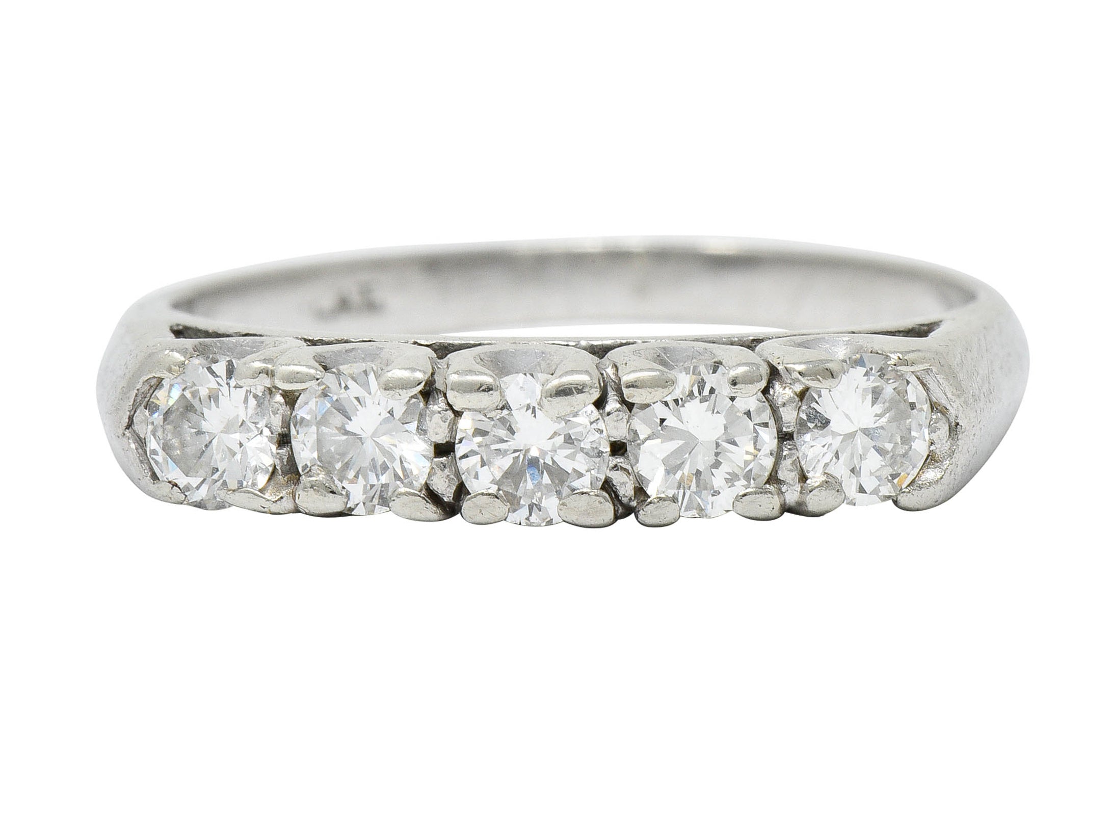 1950's Mid-Century 0.75 CTW Diamond Platinum Fishtail Band RingRing - Wilson's Estate Jewelry