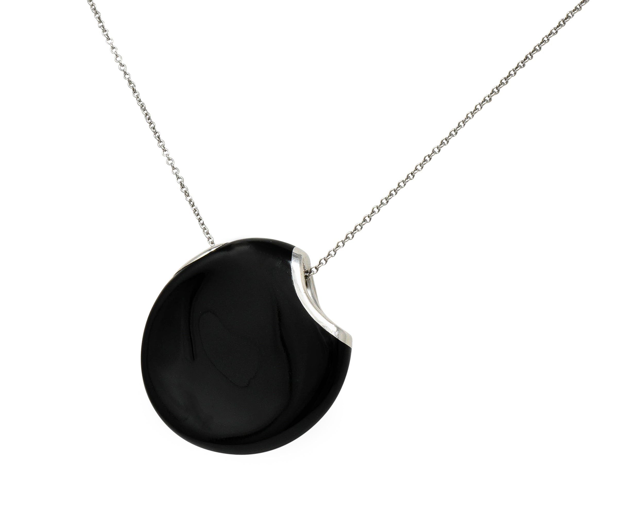 Elsa Peretti Tiffany & Co. Onyx Platinum Touchstone Pendant NecklaceNecklace - Wilson's Estate Jewelry