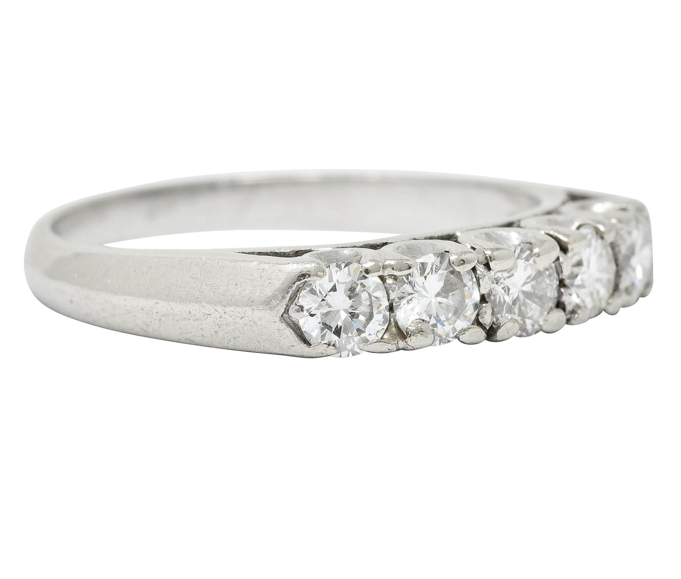 1950's Mid-Century 0.75 CTW Diamond Platinum Fishtail Band RingRing - Wilson's Estate Jewelry