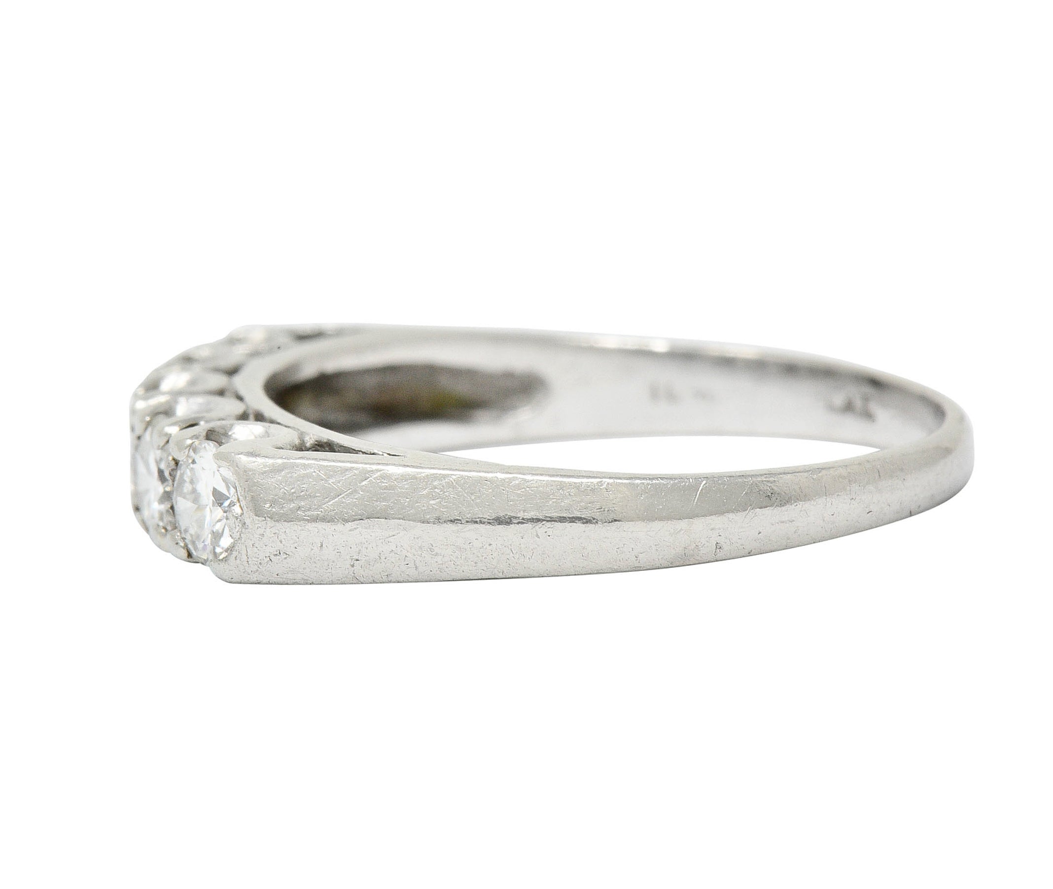 1950's Mid-Century 0.75 CTW Diamond Platinum Fishtail Band RingRing - Wilson's Estate Jewelry