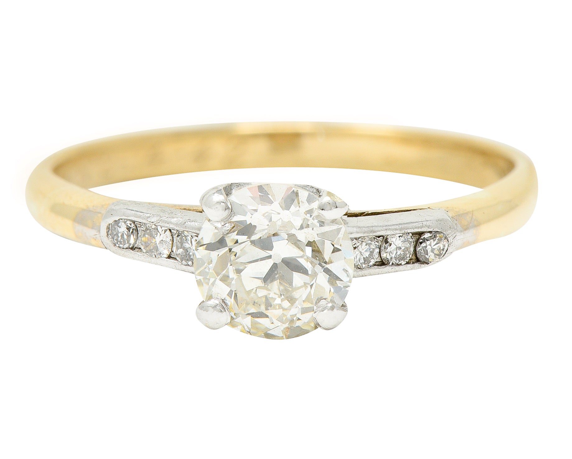 1942 Retro 0.93 CTW Old European Cut Diamond 14 Karat Two-Tone Engagement Ring Wilson's Estate Jewelry