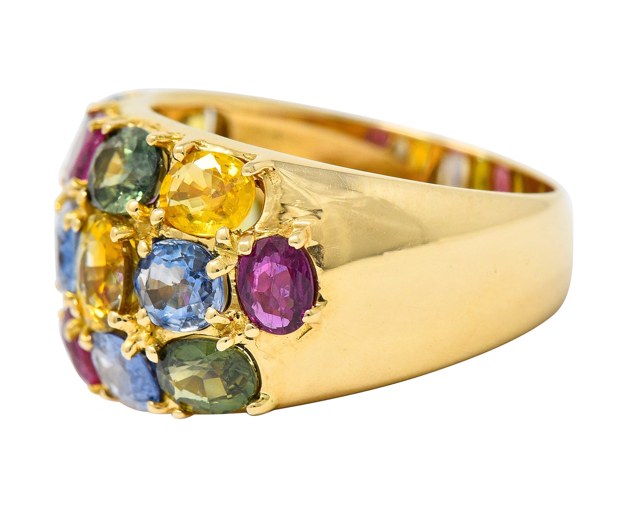 1990's Vintage 6.90 CTW Sapphire Ruby 18 Karat Gold Gemstone Band RingRing - Wilson's Estate Jewelry