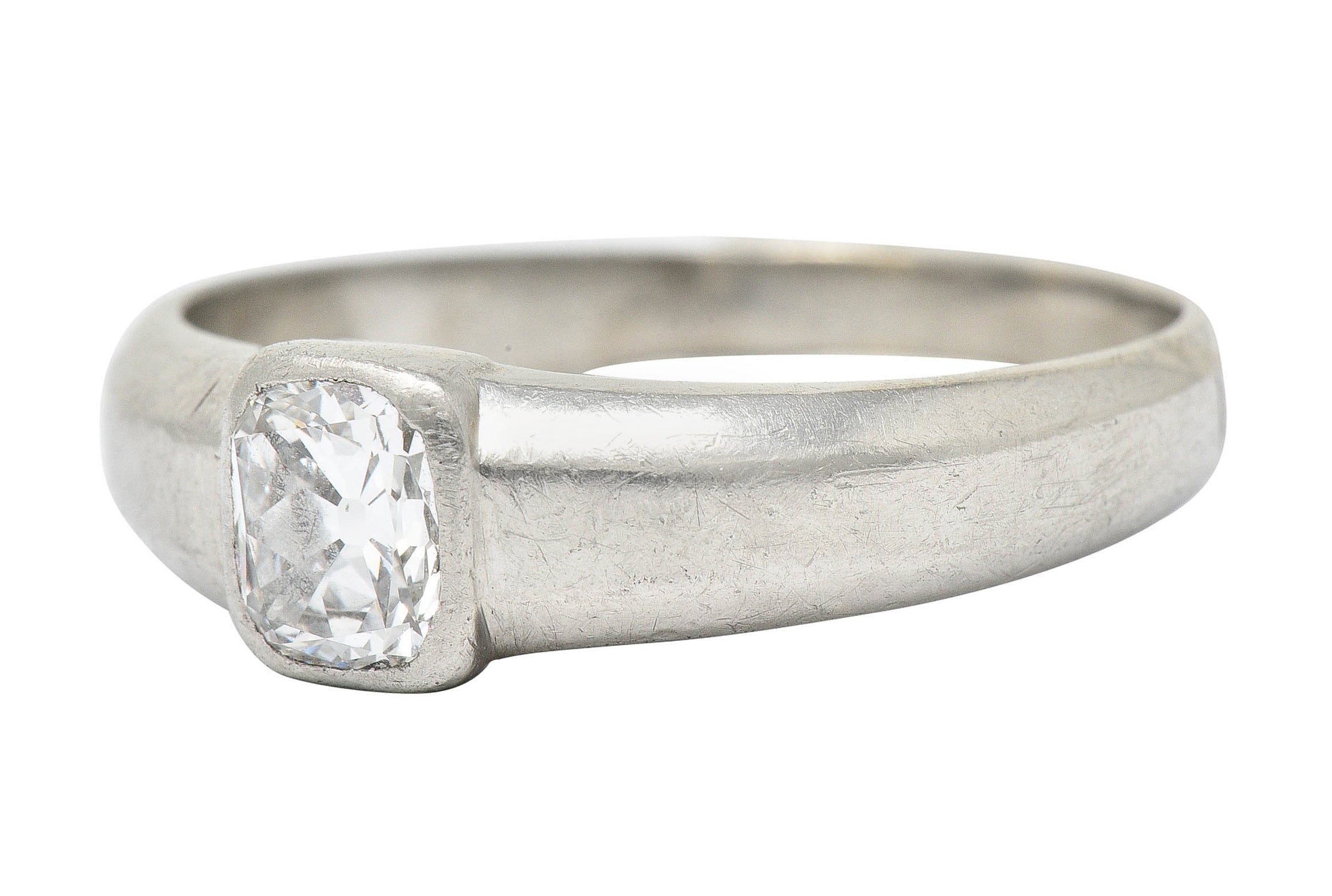 Art Deco 1.00 CTW Old Mine Diamond Platinum Men's Band RingRing - Wilson's Estate Jewelry