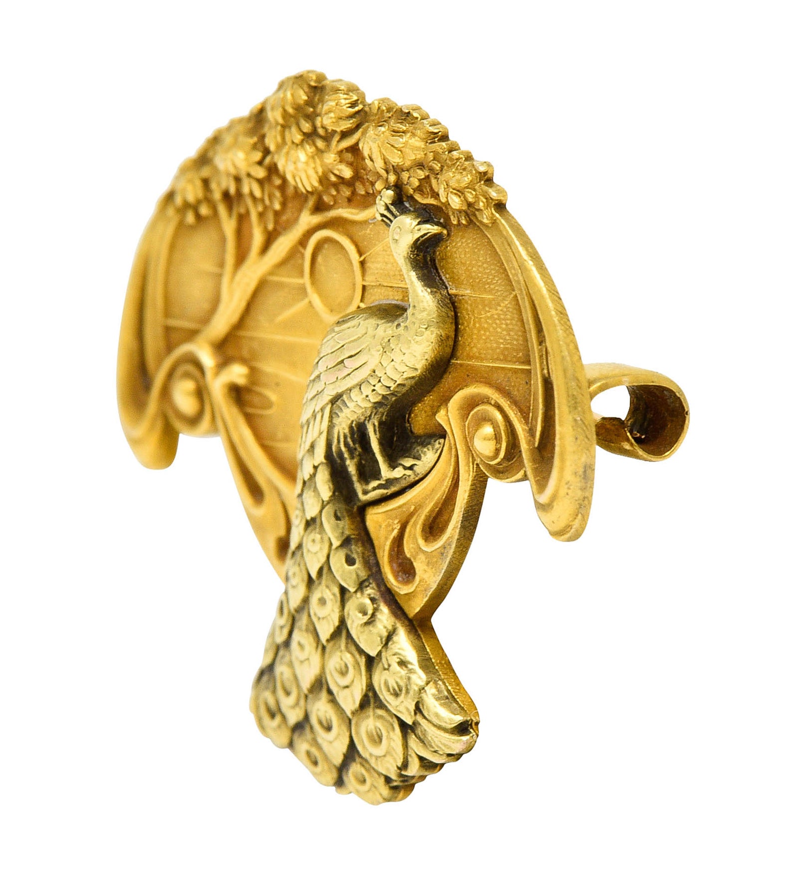 1900 Art Nouveau 14 Karat Two Tone Gold Peacock BroochBrooch - Wilson's Estate Jewelry