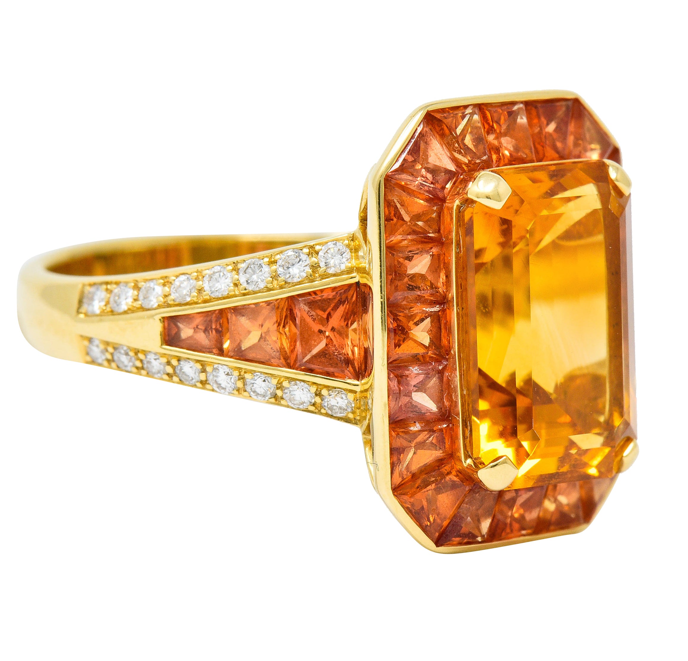 Roberto Coin 6.80 CTW Citrine Sapphire Diamond 18 Karat Gold Cocktail RingRing - Wilson's Estate Jewelry