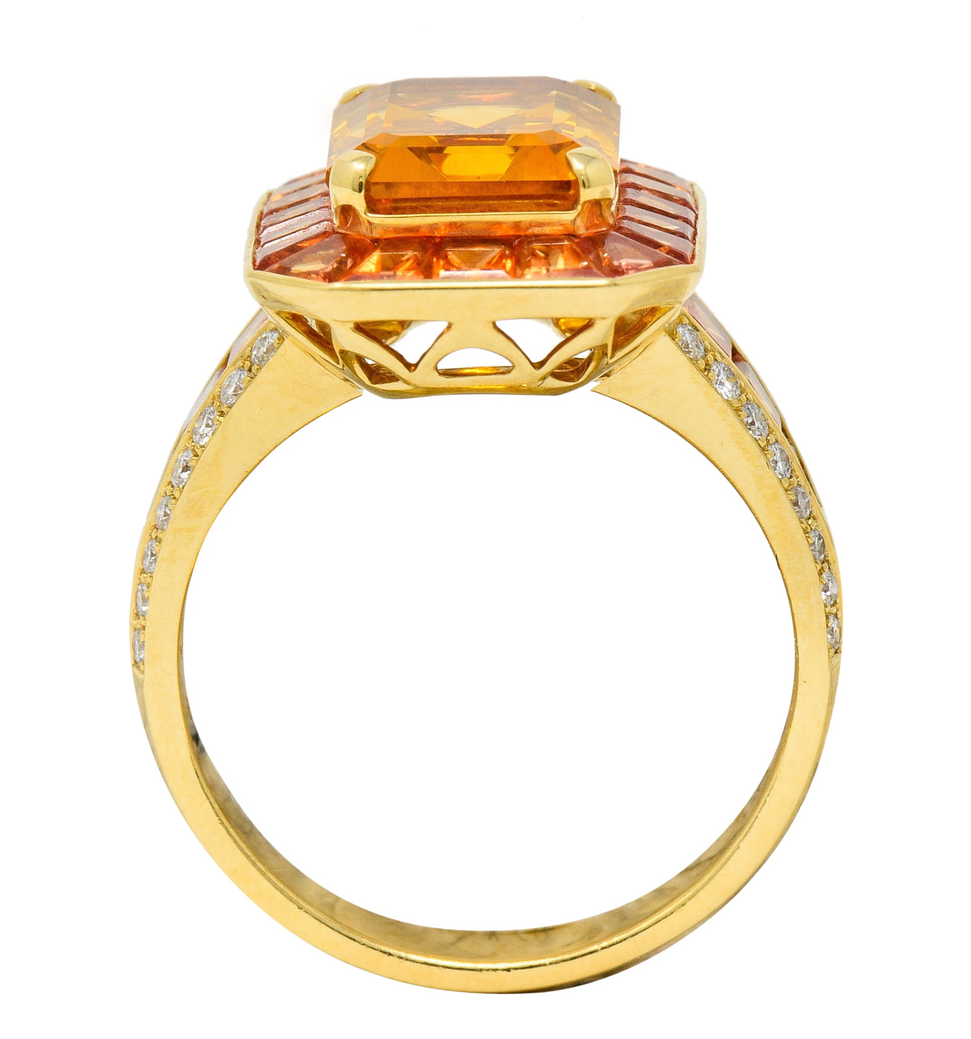 Roberto Coin 6.80 CTW Citrine Sapphire Diamond 18 Karat Gold Cocktail RingRing - Wilson's Estate Jewelry