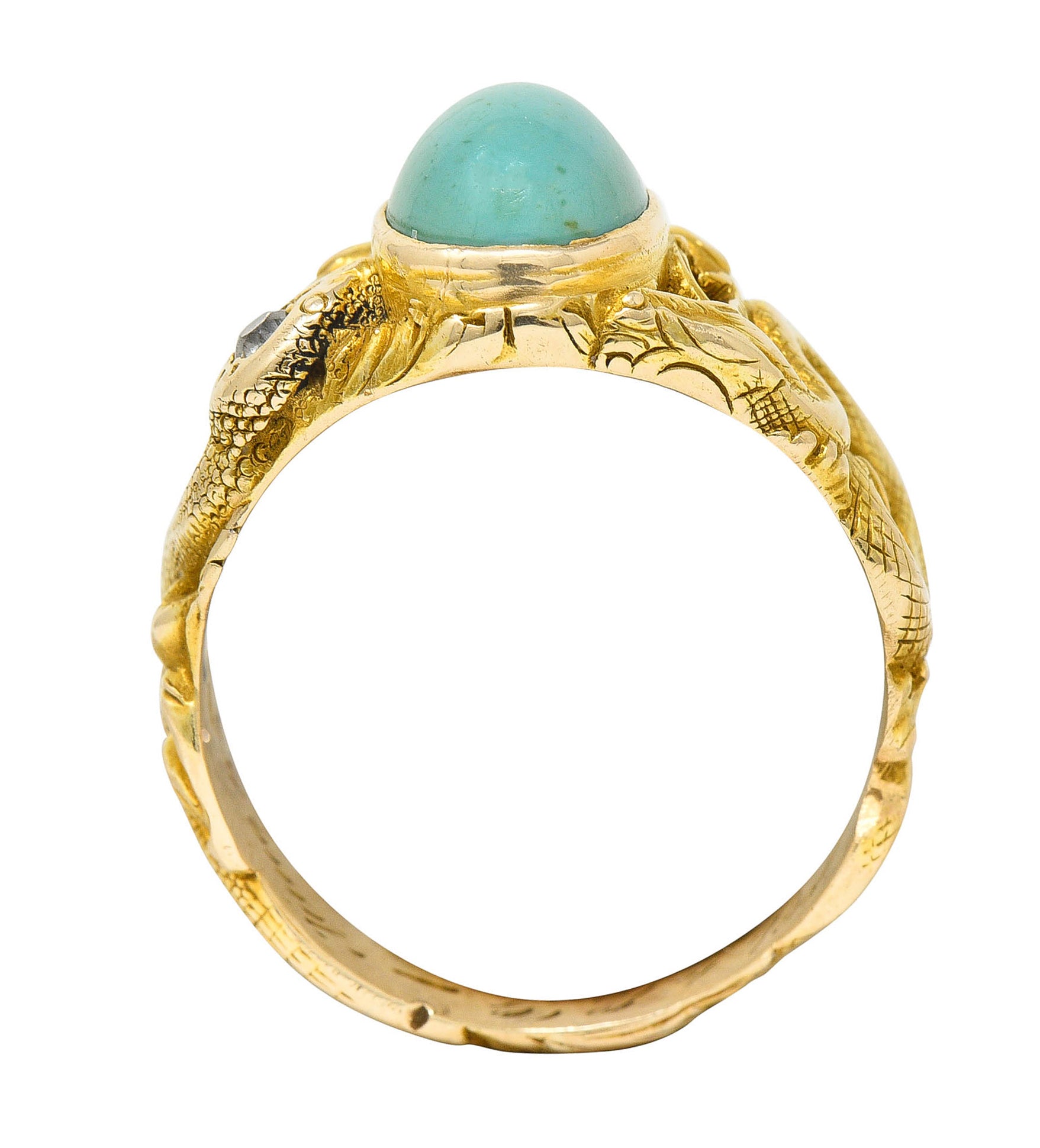 1900 Victorian Turquoise Diamond 18 Karat Gold Snake RingRing - Wilson's Estate Jewelry