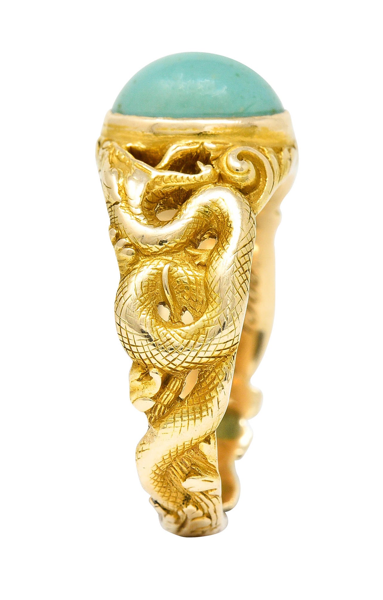 1900 Victorian Turquoise Diamond 18 Karat Gold Snake RingRing - Wilson's Estate Jewelry