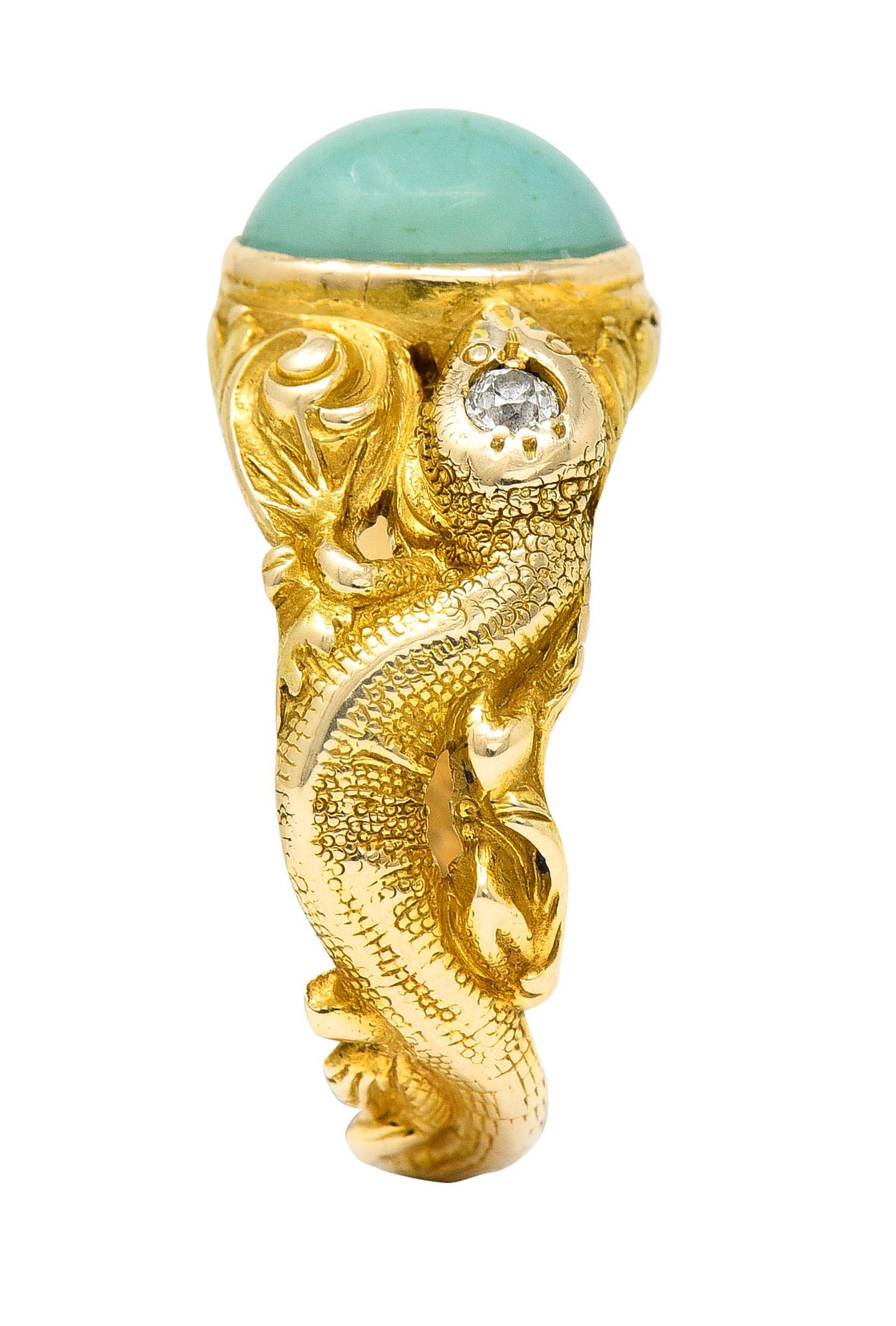 1900 Victorian Turquoise Diamond 18 Karat Gold Snake RingRing - Wilson's Estate Jewelry