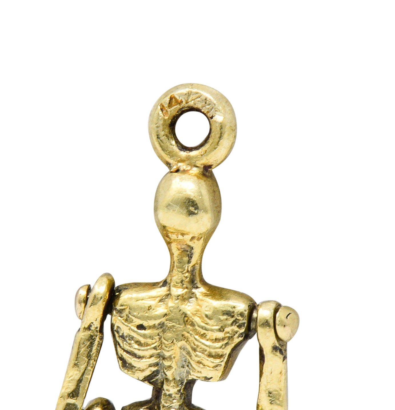 Sloan & Co. Art Nouveau 14 Karat Gold Articulated Skeleton Charmcharm - Wilson's Estate Jewelry