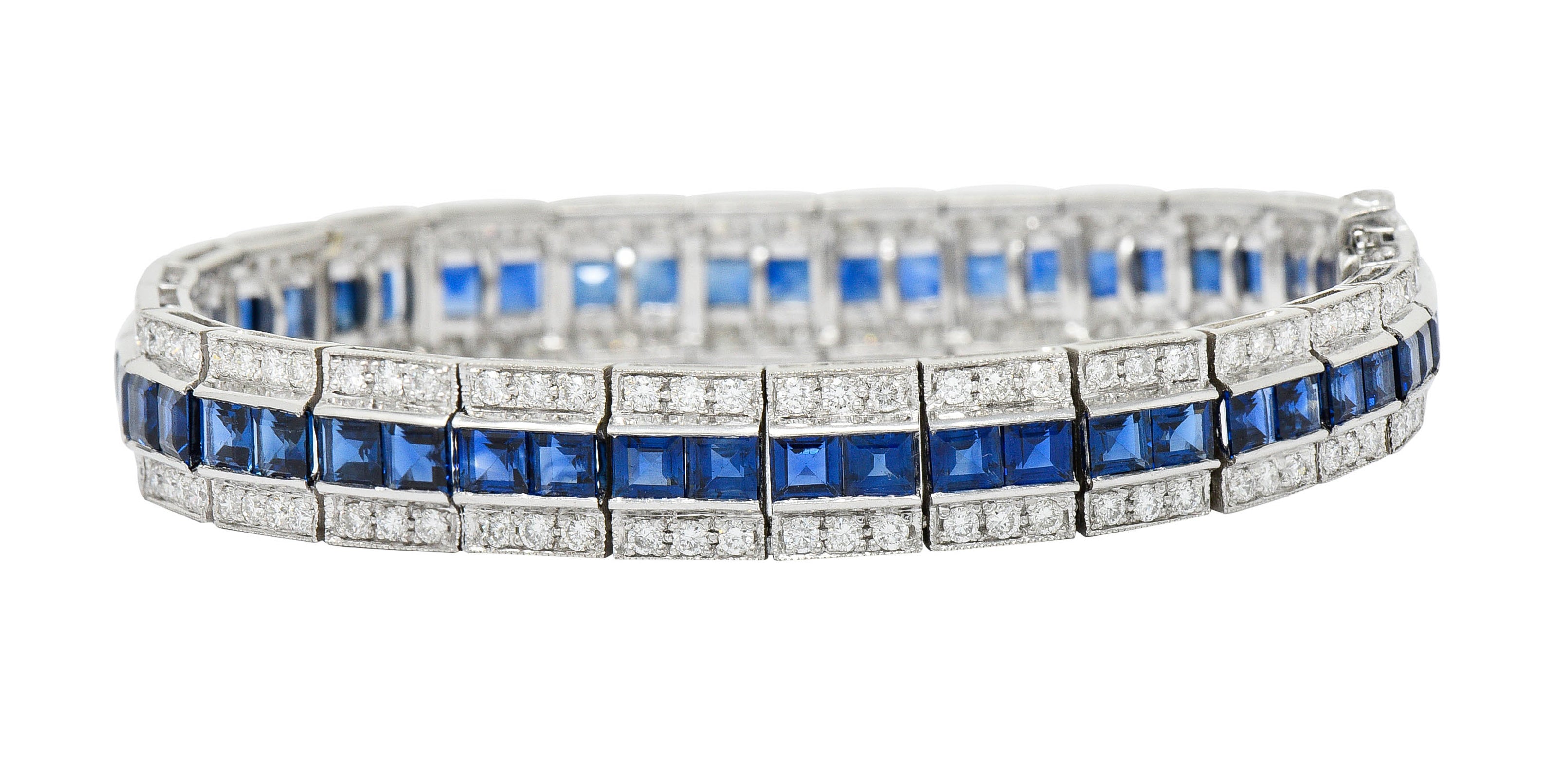 Vintage 13.55 CTW Sapphire Diamond Platinum Line Braceletbracelet - Wilson's Estate Jewelry