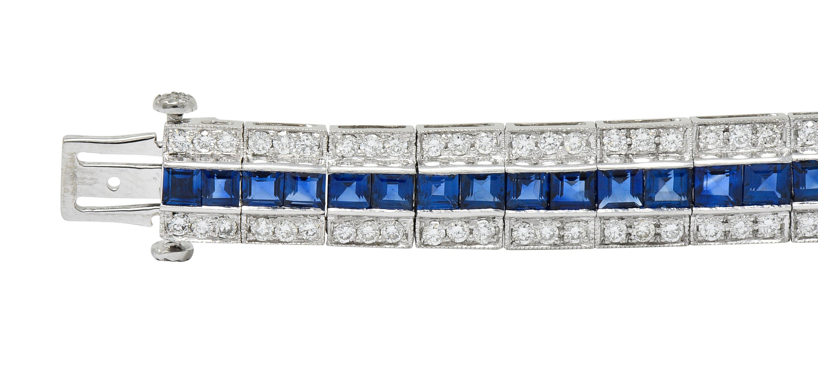 Vintage 13.55 CTW Sapphire Diamond Platinum Line Braceletbracelet - Wilson's Estate Jewelry