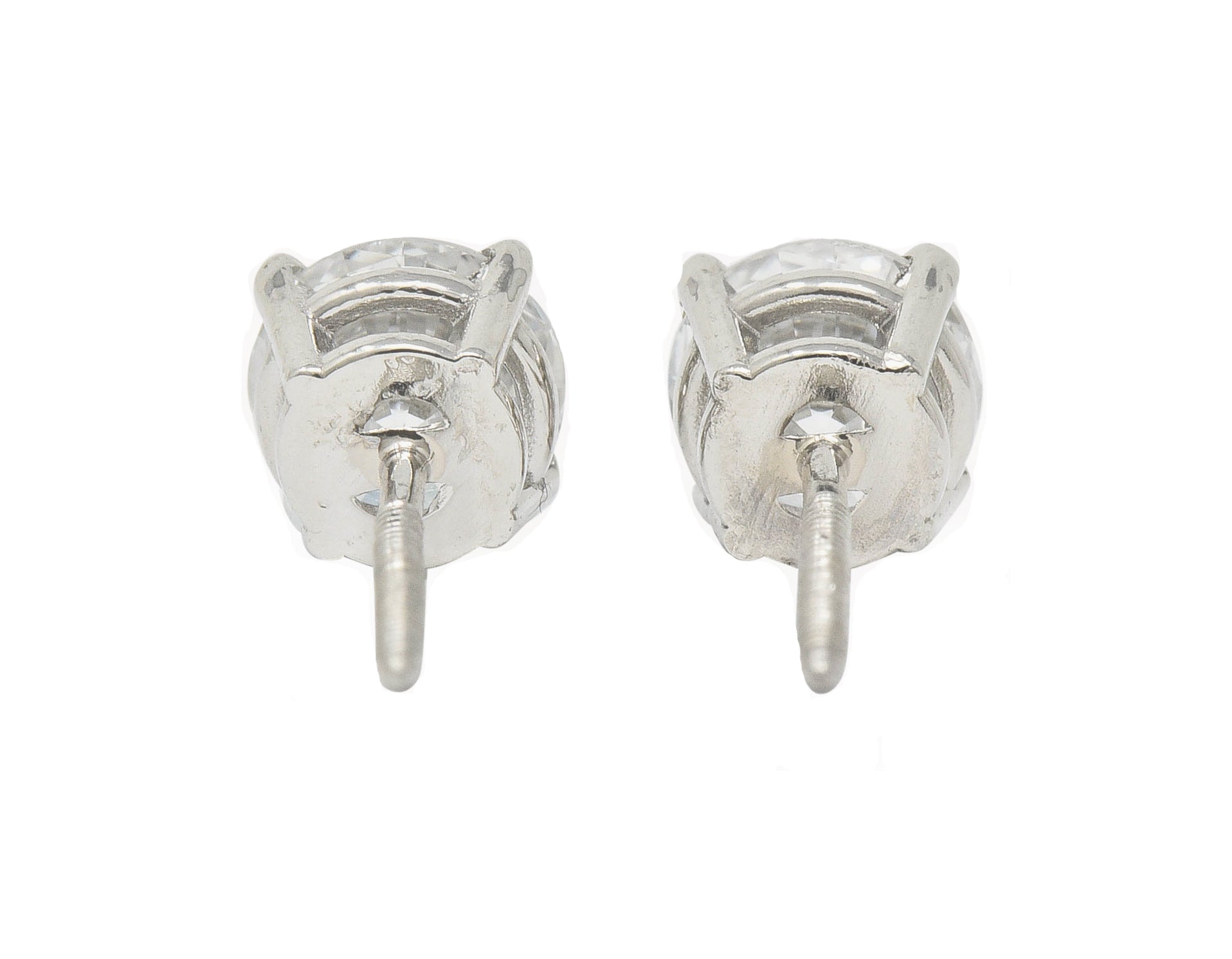 Contemporary 1.65 CTW Diamond Platinum Stud Earrings GIAEarrings - Wilson's Estate Jewelry