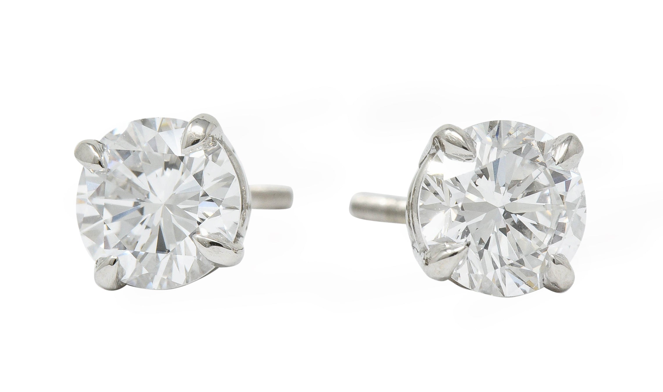 Contemporary 1.65 CTW Diamond Platinum Stud Earrings GIAEarrings - Wilson's Estate Jewelry