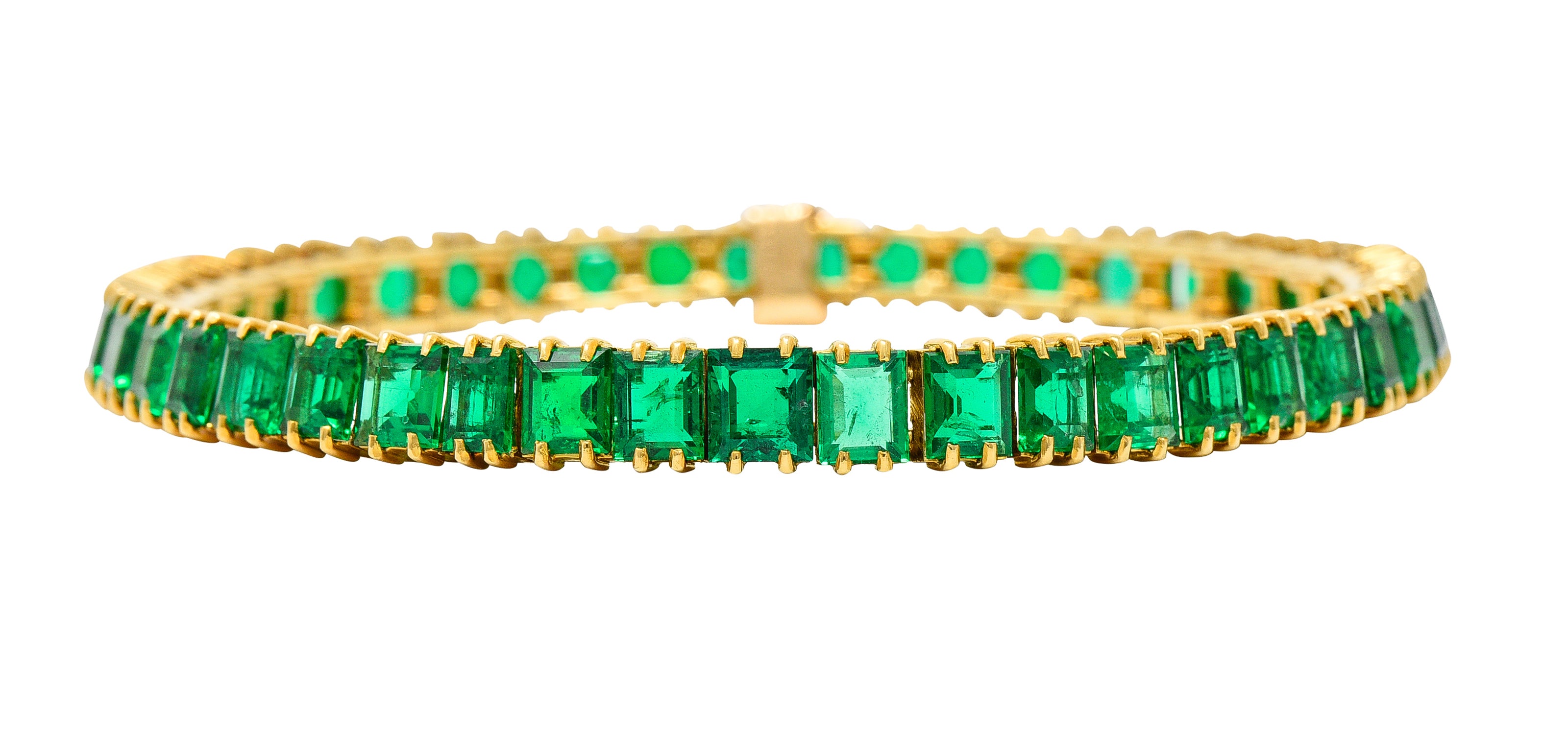 Boucheron Paris 12.50 CTW Emerald 18 Karat Yellow Gold Gemstone Line BraceletBracelet - Wilson's Estate Jewelry