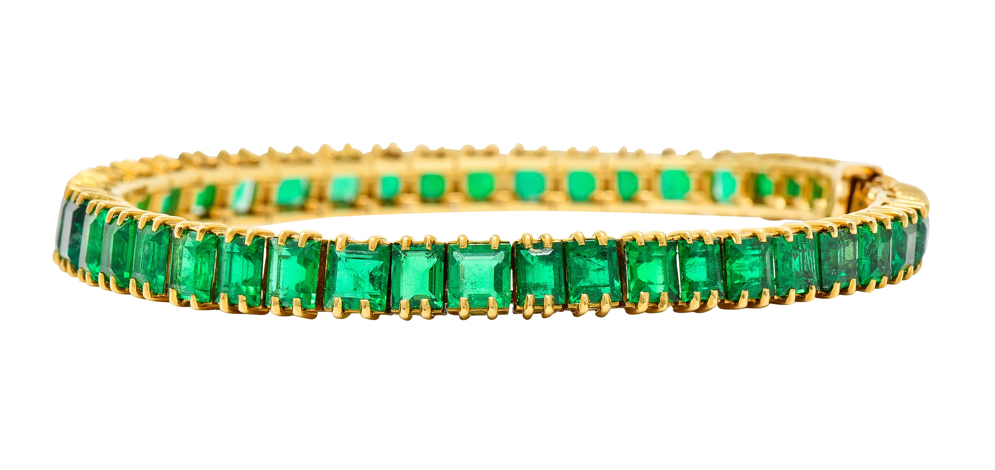 Boucheron Paris 12.50 CTW Emerald 18 Karat Yellow Gold Gemstone Line BraceletBracelet - Wilson's Estate Jewelry