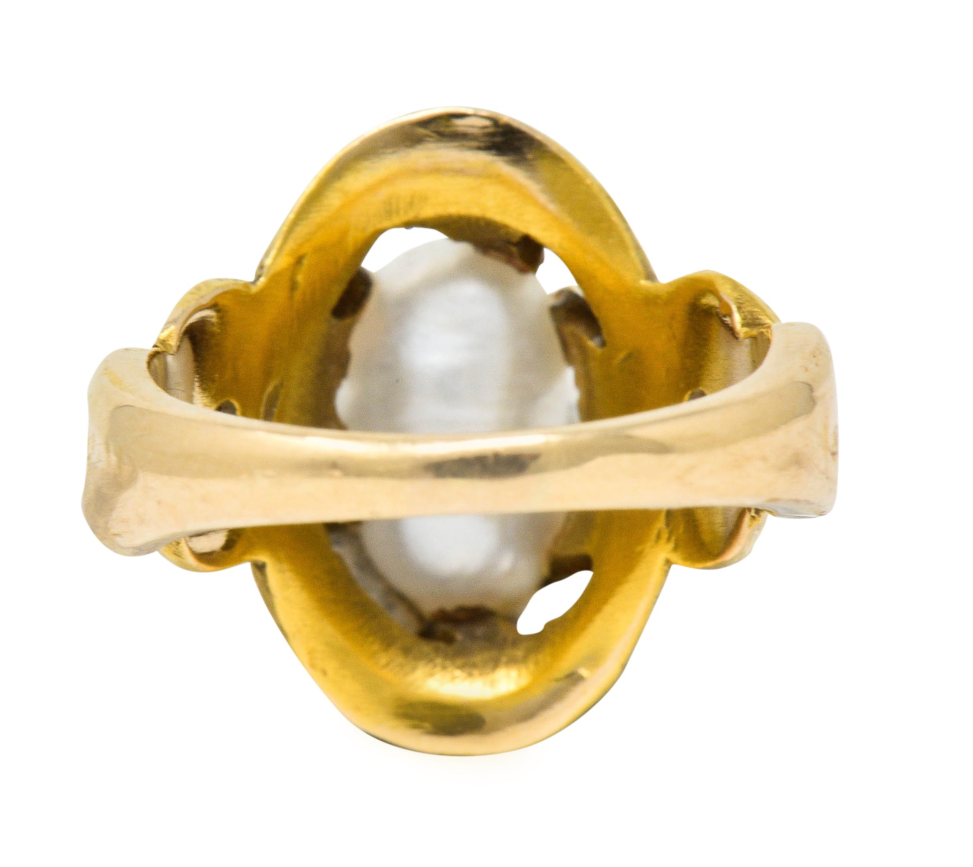 Art Nouveau Baroque Pearl 14 Karat Gold Whiplash RingRing - Wilson's Estate Jewelry