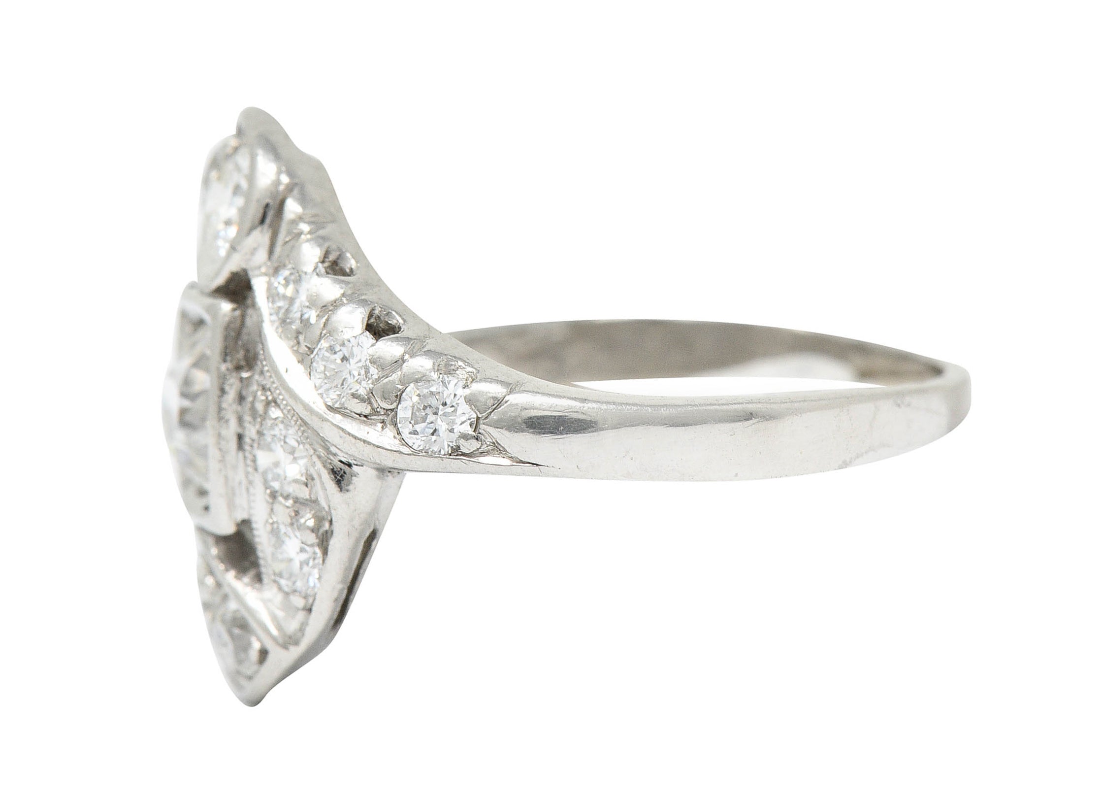 1920's Art Deco 1.25 CTW Diamond Platinum Bypass Dinner RingRing - Wilson's Estate Jewelry