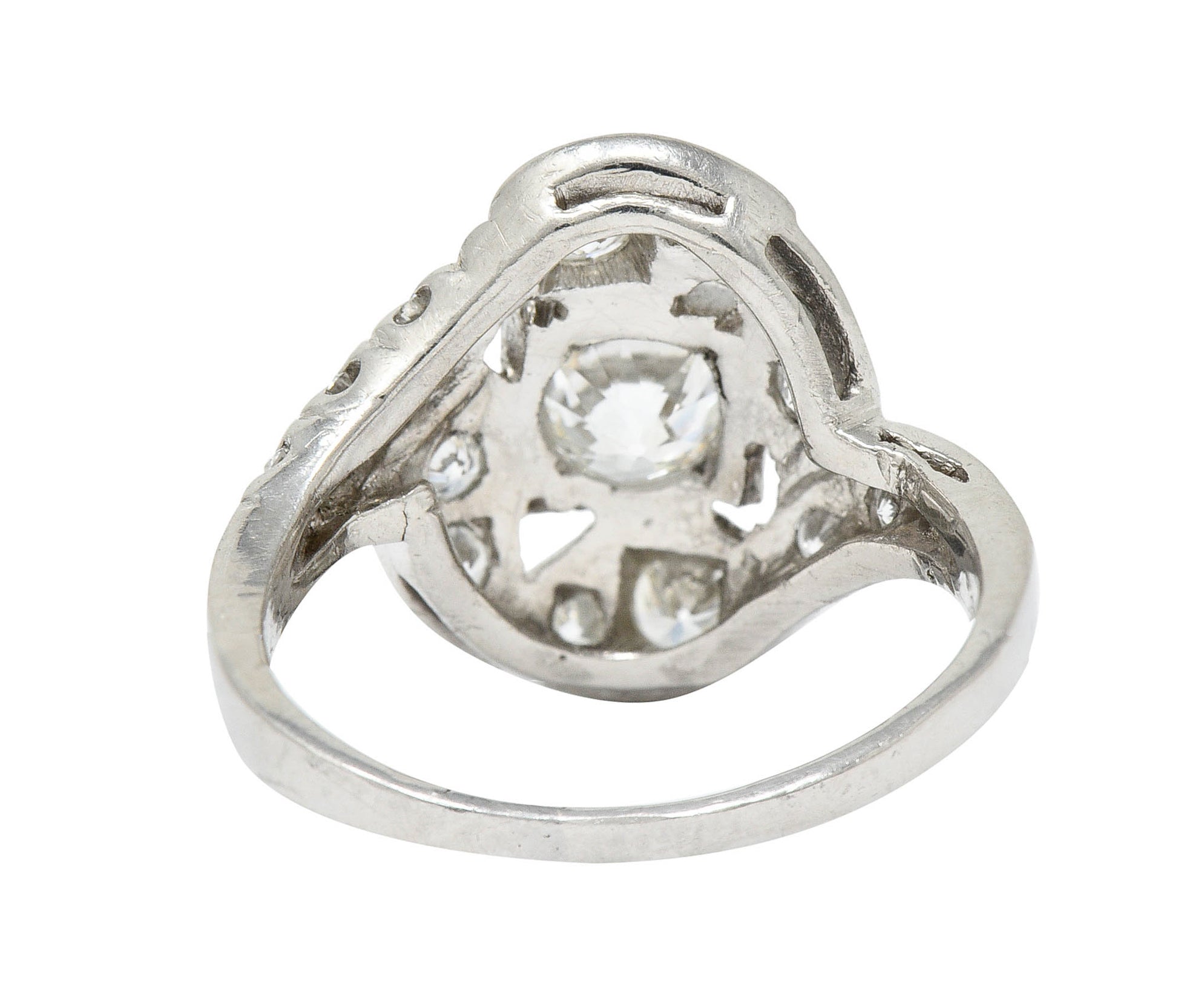 1920's Art Deco 1.25 CTW Diamond Platinum Bypass Dinner RingRing - Wilson's Estate Jewelry