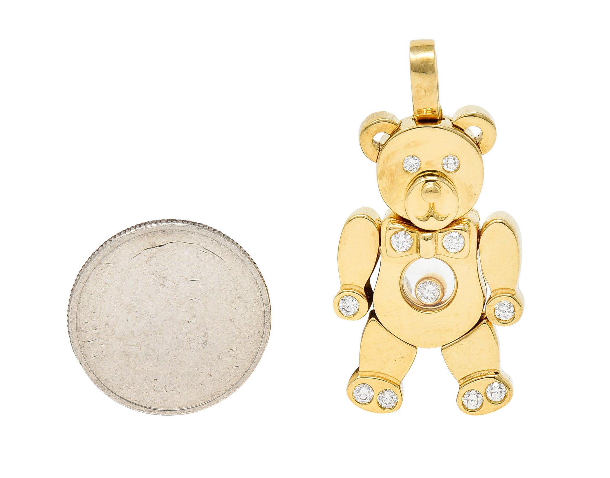 Chopard Diamond 18 Karat Yellow Gold Happy Diamond Bear PendantNecklace - Wilson's Estate Jewelry