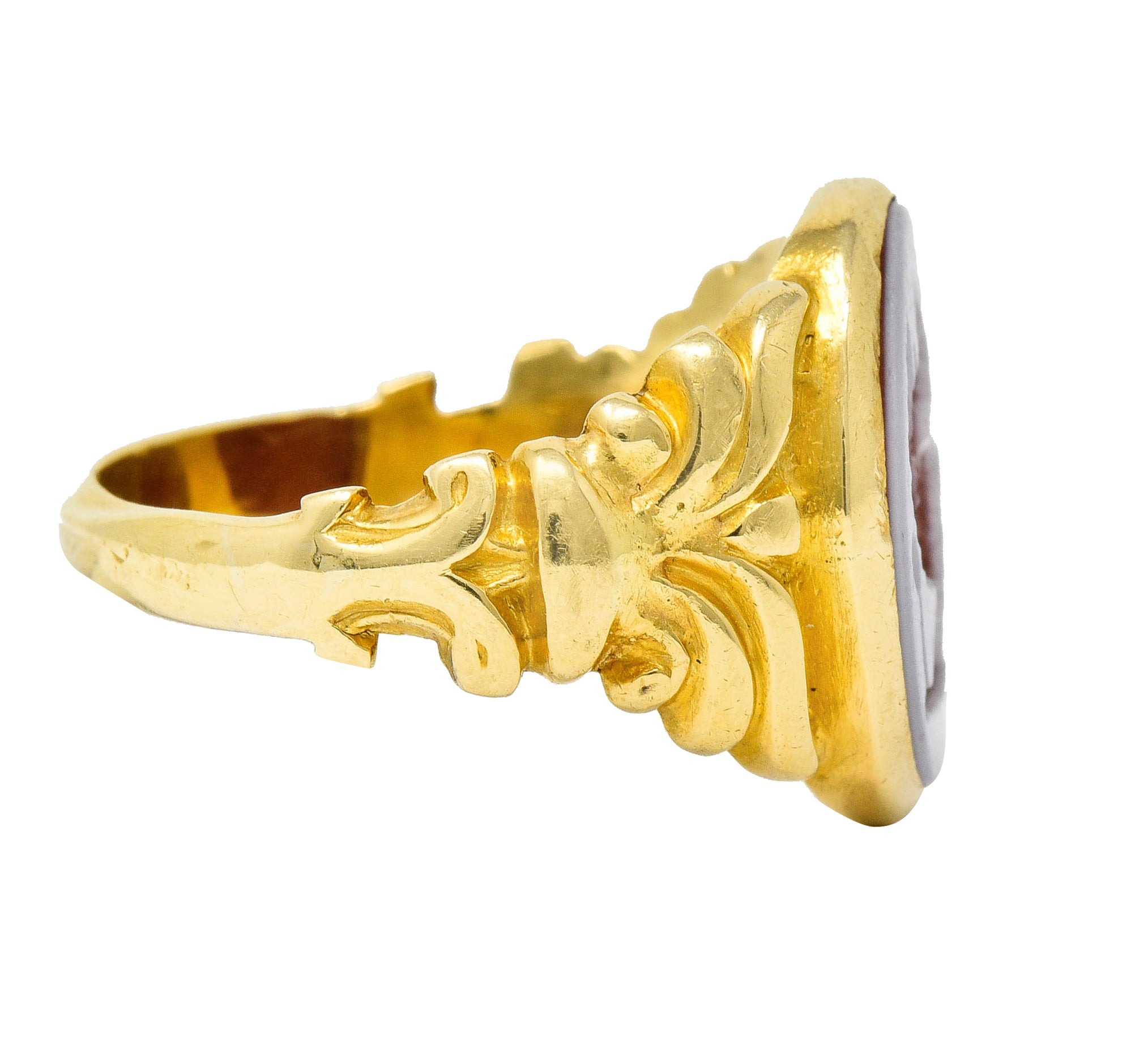 Art Nouveau Hardstone Intaglio 18 Karat Gold Griffin Signet RingRing - Wilson's Estate Jewelry