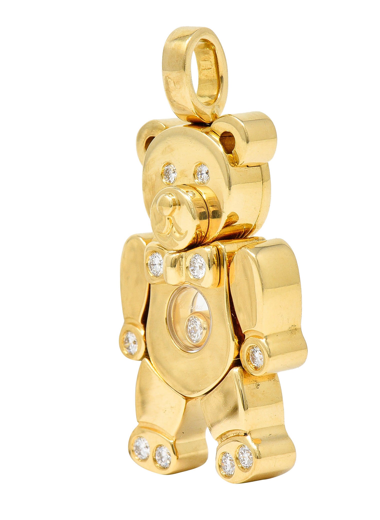 Chopard Diamond 18 Karat Yellow Gold Happy Diamond Bear PendantNecklace - Wilson's Estate Jewelry