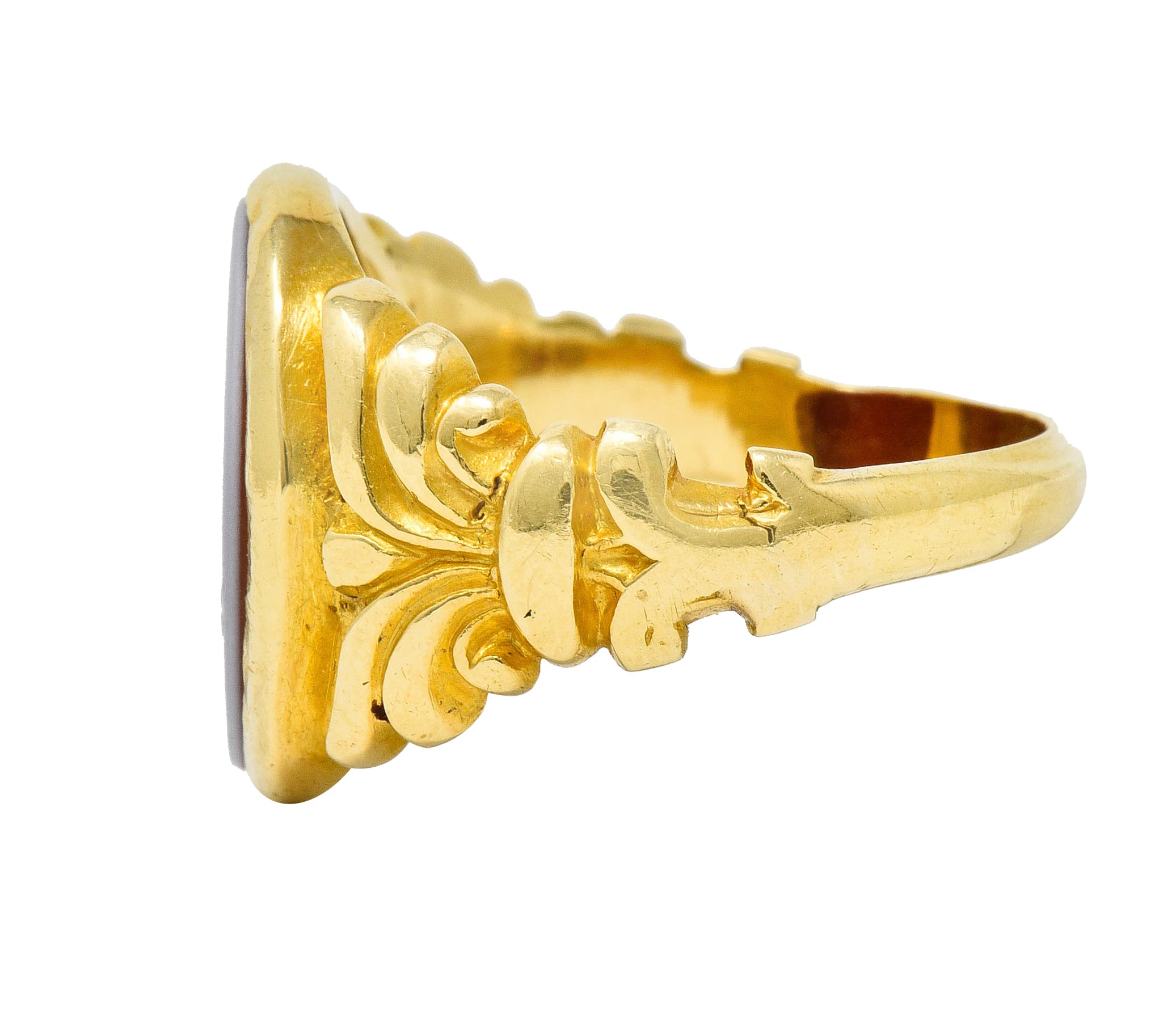 Art Nouveau Hardstone Intaglio 18 Karat Gold Griffin Signet RingRing - Wilson's Estate Jewelry