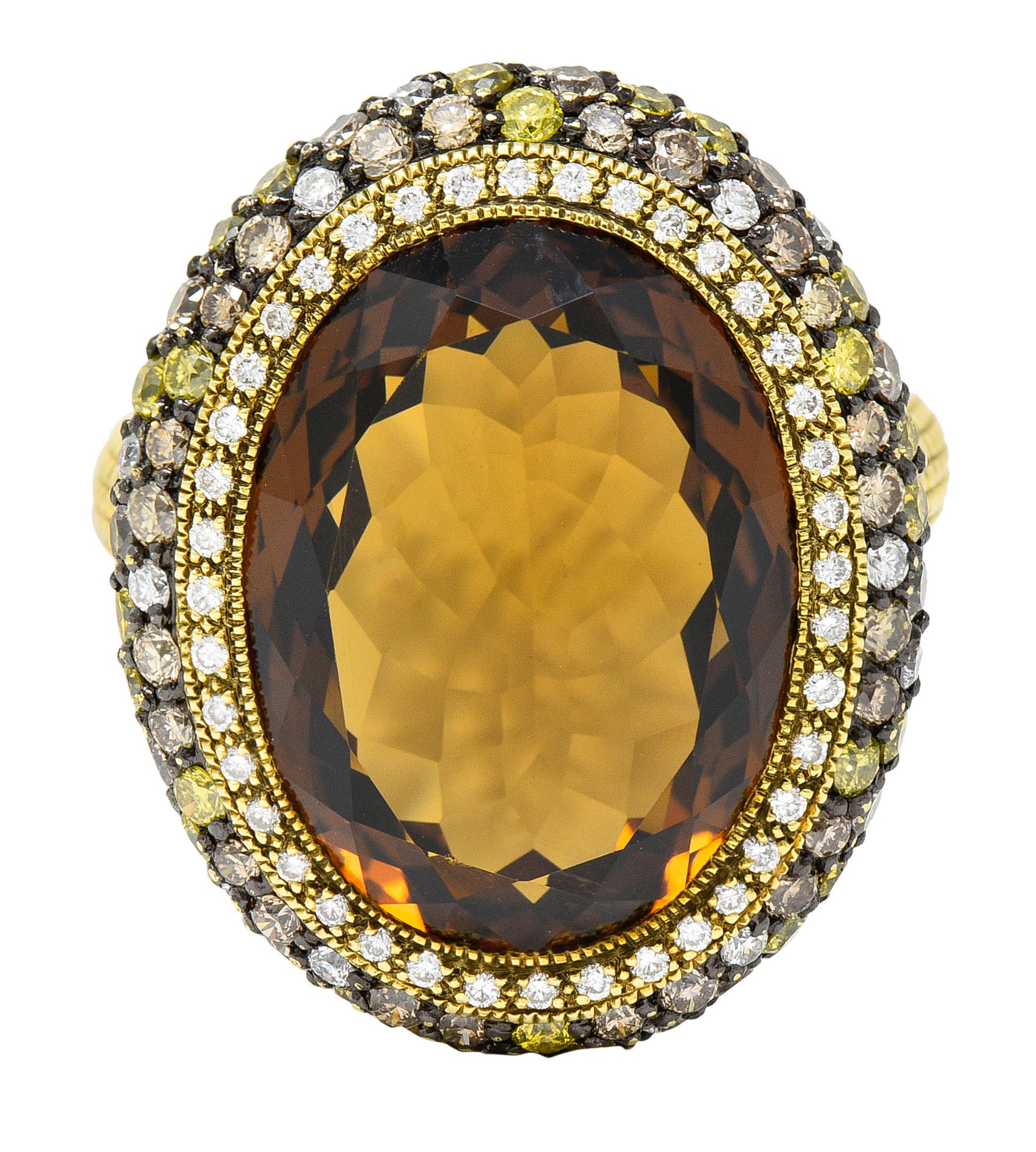 Judith Ripka Citrine Diamond & Fancy Colored Diamond 18 Karat Gold Monaco RingRing - Wilson's Estate Jewelry