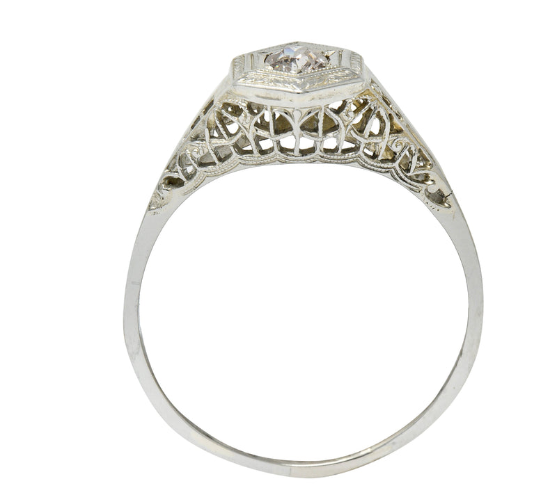 Art Deco Fancy Light Pink Diamond 14 Karat White Gold Engagement RingRing - Wilson's Estate Jewelry