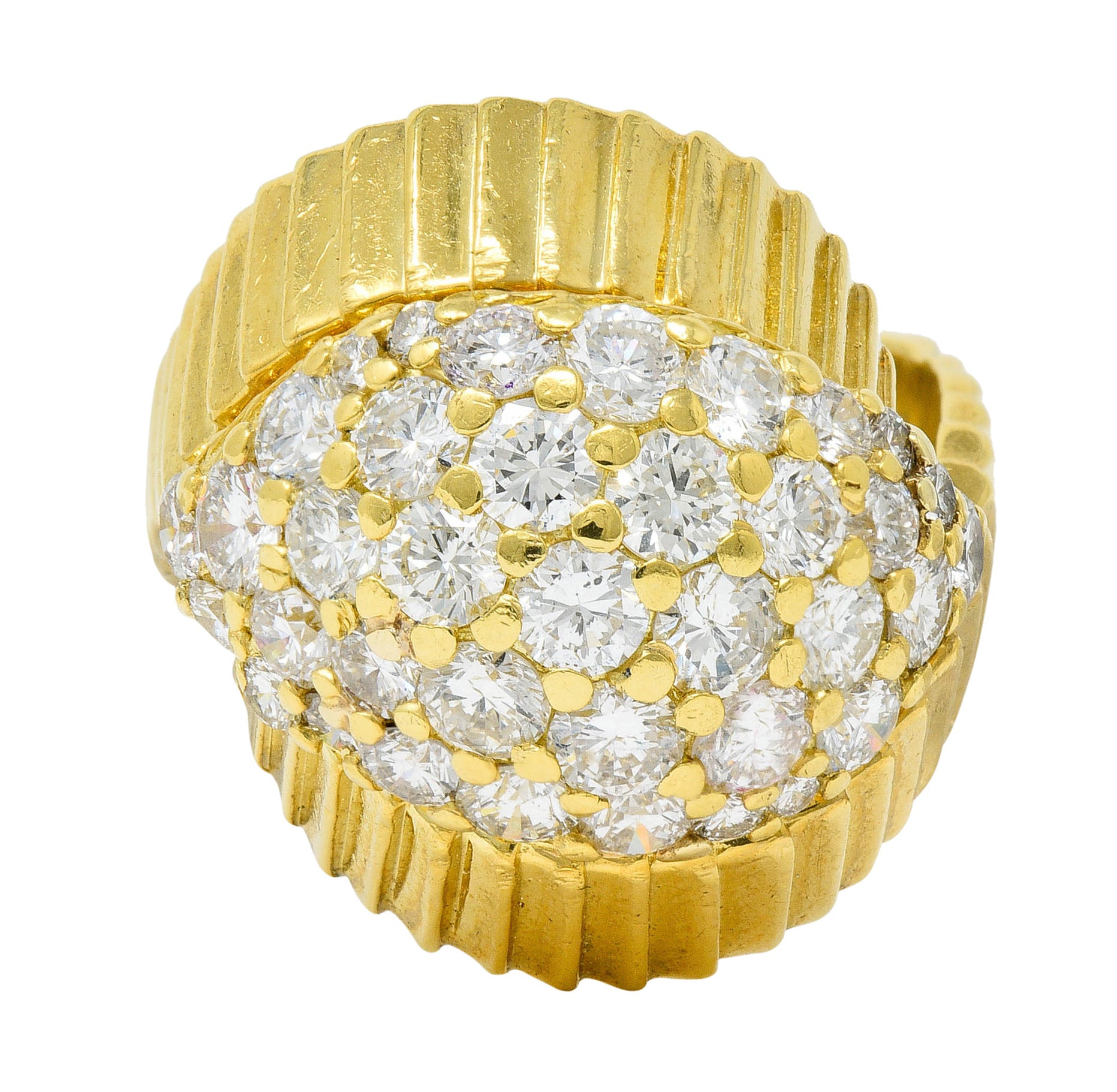 Jose Hess Vintage 2.90 CTW Pave Diamond 18 Karat Gold Cocktail RingRing - Wilson's Estate Jewelry