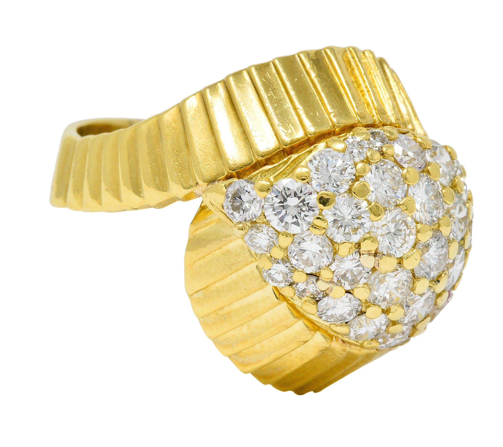 Jose Hess Vintage 2.90 CTW Pave Diamond 18 Karat Gold Cocktail RingRing - Wilson's Estate Jewelry