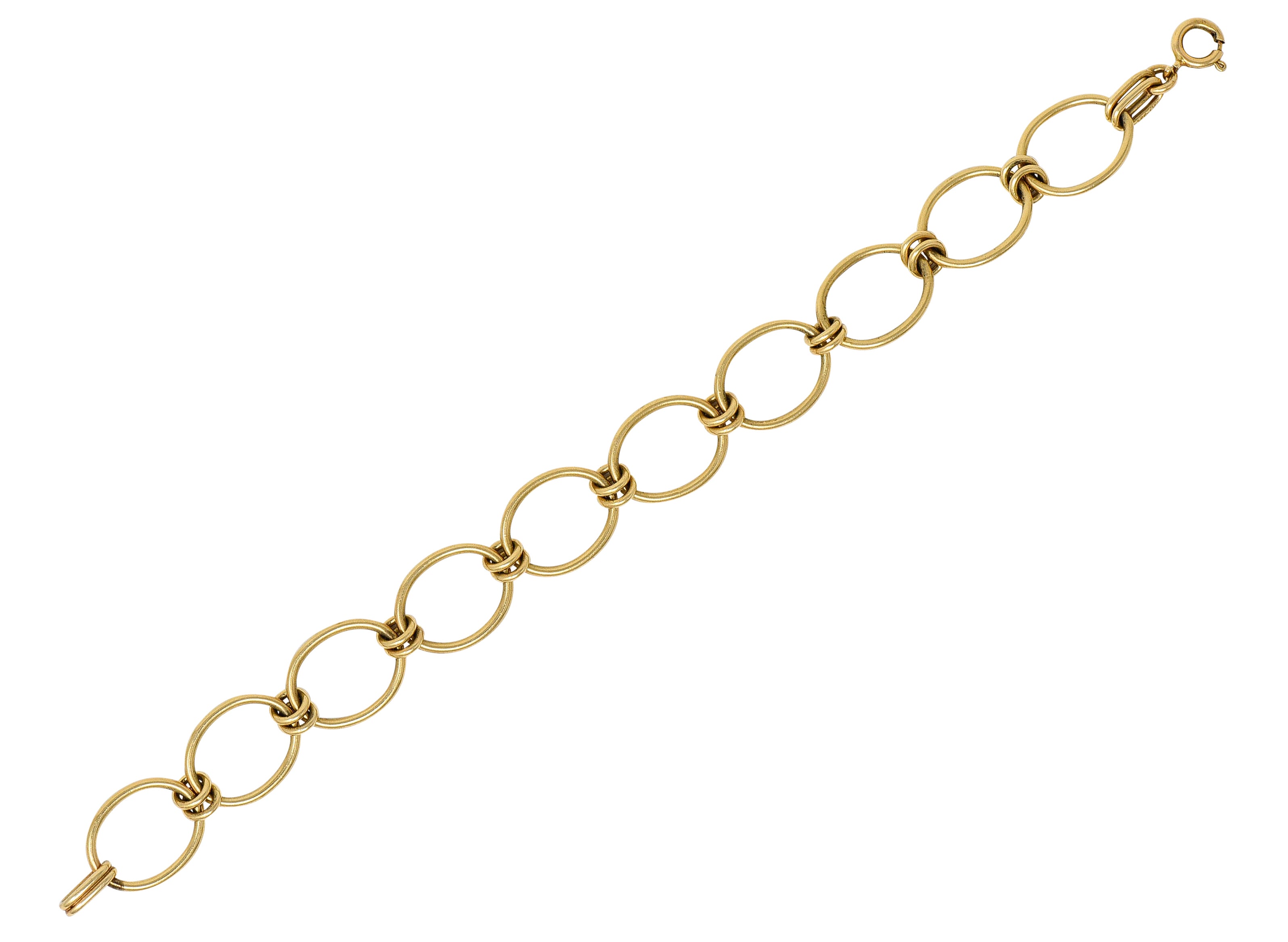 1940's Retro 14 Karat Gold Oval Link Braceletbracelet - Wilson's Estate Jewelry